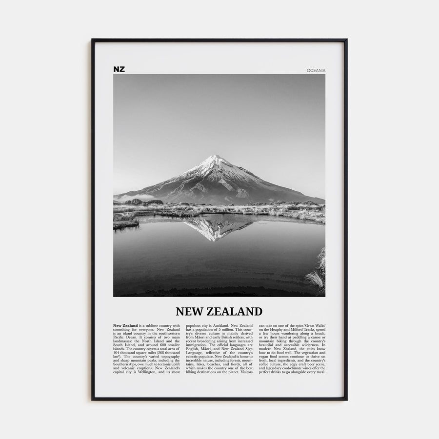 New Zealand Travel B&W No 3 Poster