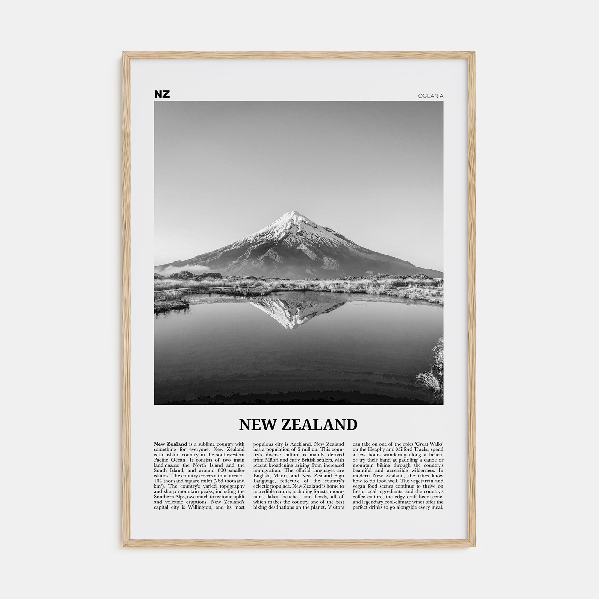 New Zealand Travel B&W No 3 Poster