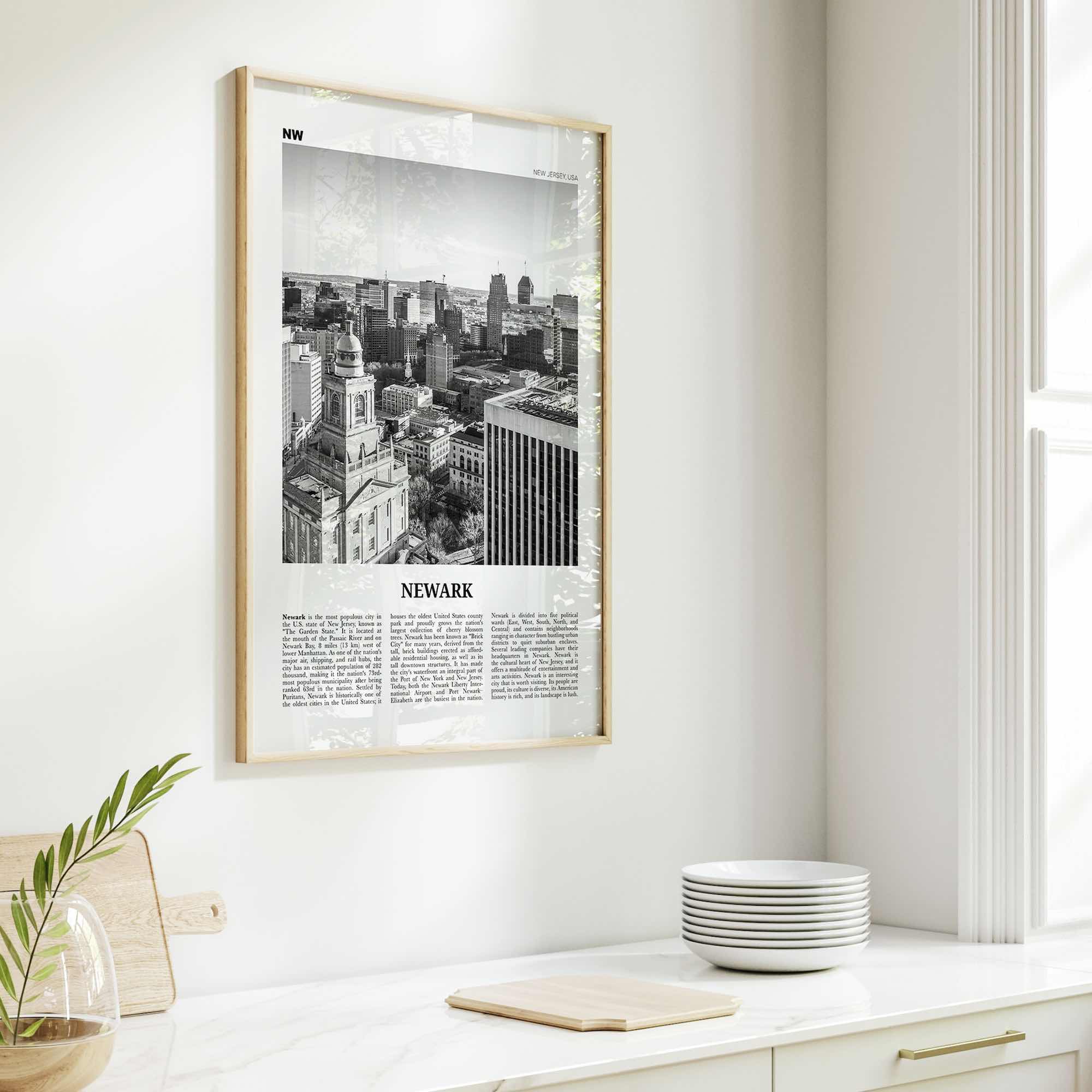 Newark Print Black and White, Newark Wall Art, Newark Poster, Newark Photo, Newark Wall Décor, New Jersey, USA, United States, North America