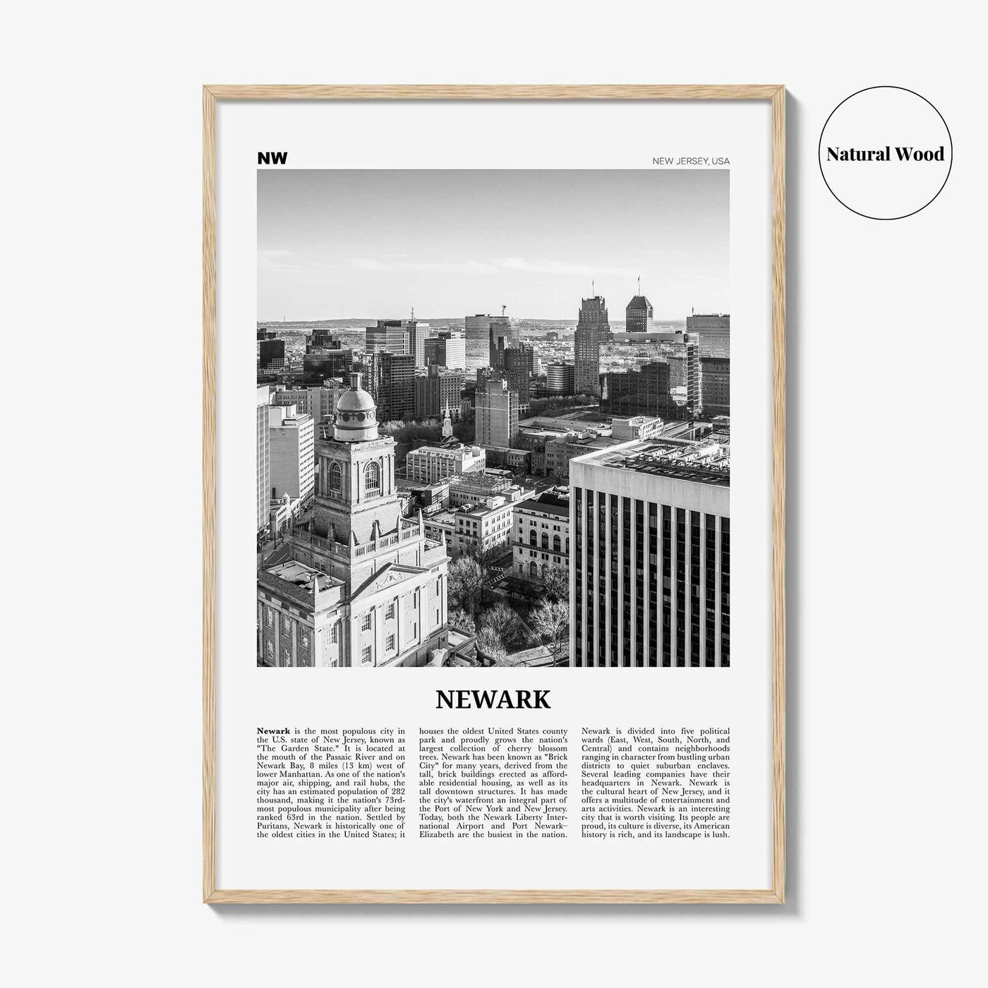 Newark Print Black and White, Newark Wall Art, Newark Poster, Newark Photo, Newark Wall Décor, New Jersey, USA, United States, North America