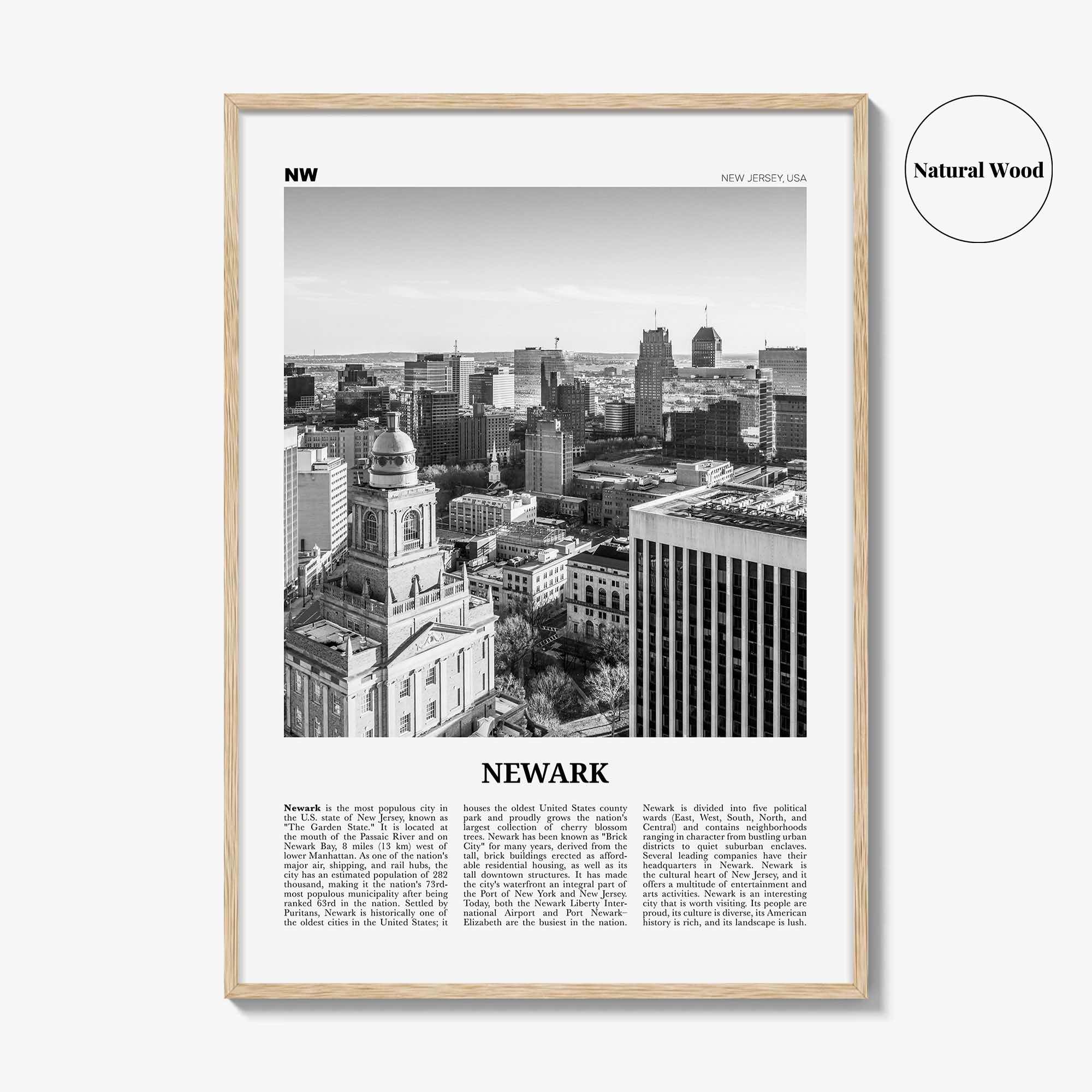 Newark Print Black and White, Newark Wall Art, Newark Poster, Newark Photo, Newark Wall Décor, New Jersey, USA, United States, North America