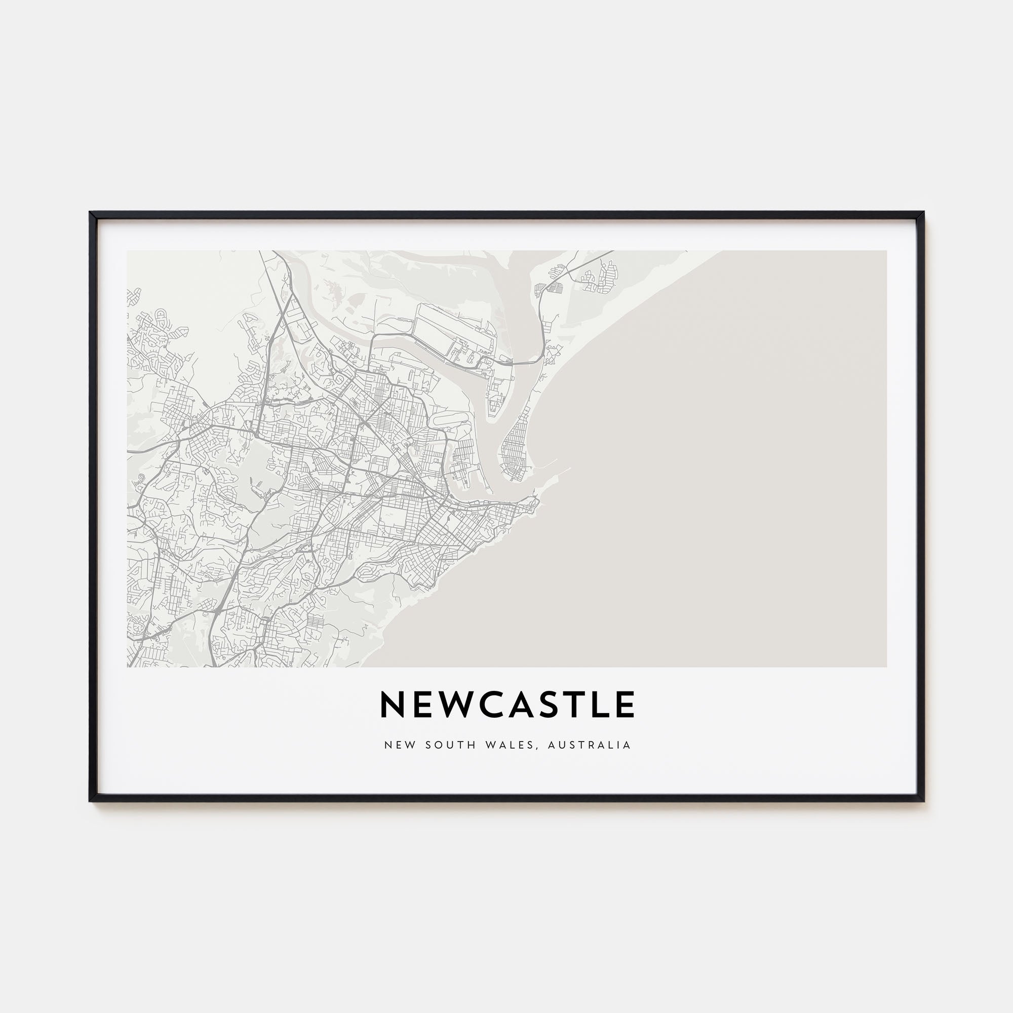 Newcastle, Australia Map Landscape Poster