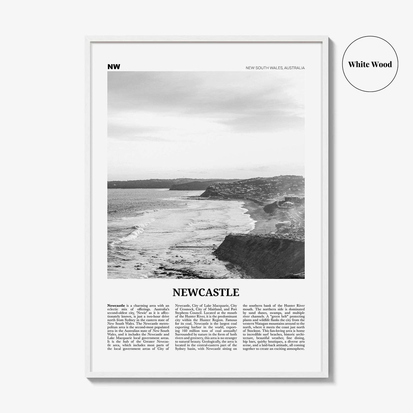 Newcastle Print Black and White Australia, Newcastle Wall Art, Newcastle Poster, Newcastle Photo, New South Wales, Oceania