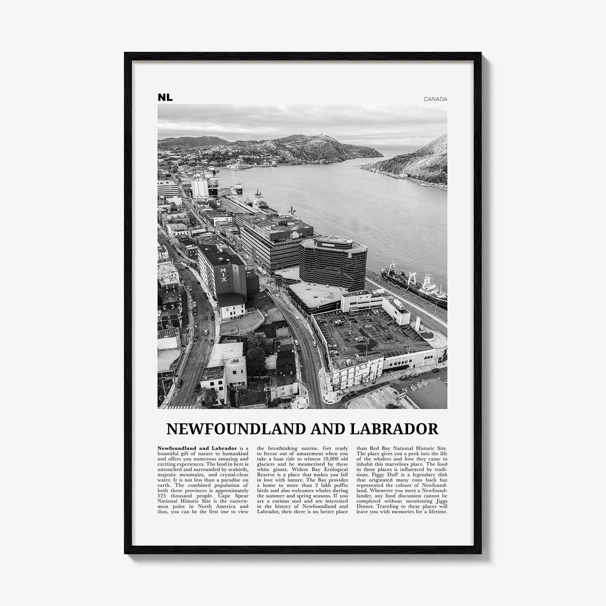 Newfoundland and Labrador Print Black and White, Newfoundland and Labrador Wall Art, Newfoundland and Labrador Poster, Canada