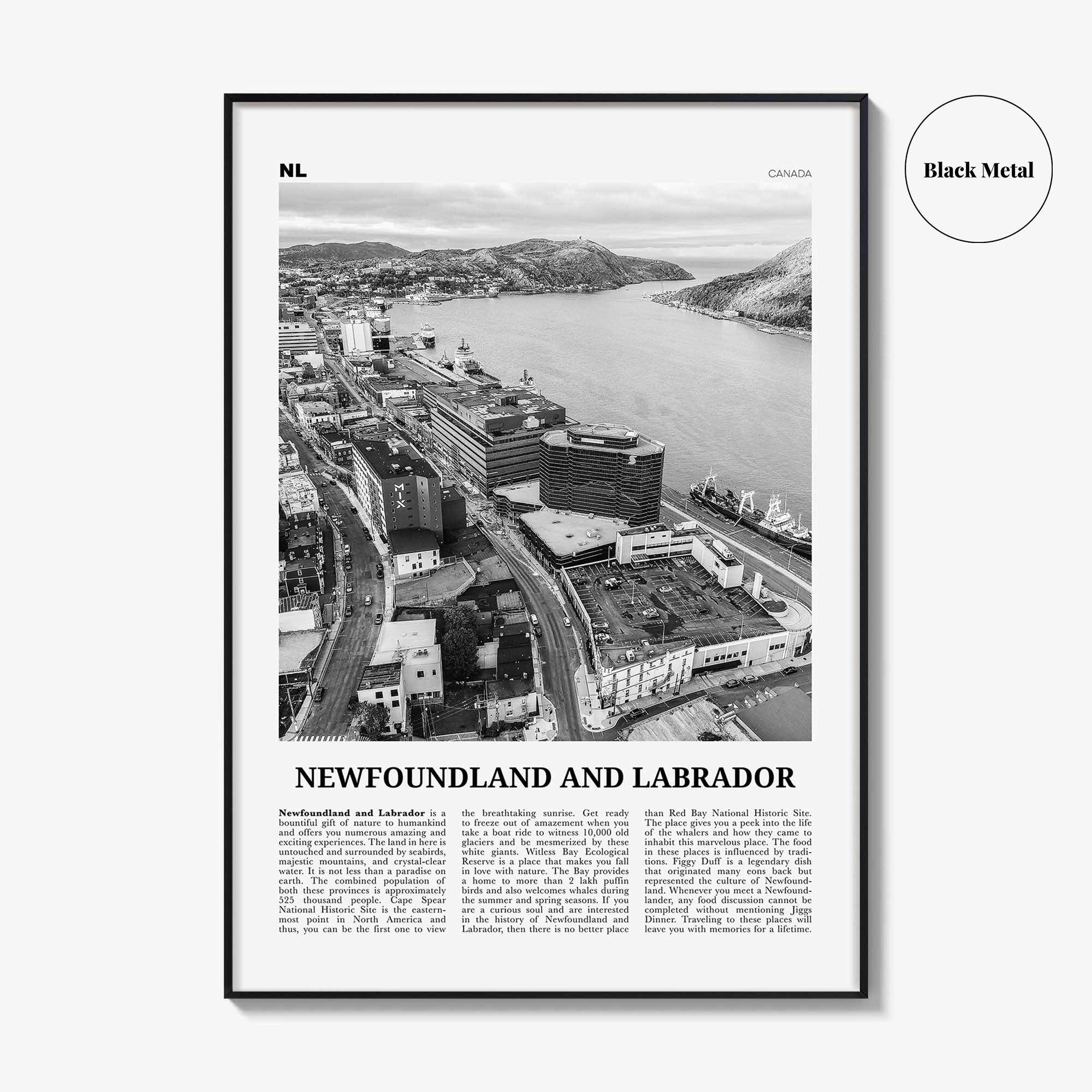 Newfoundland and Labrador Print Black and White, Newfoundland and Labrador Wall Art, Newfoundland and Labrador Poster, Canada