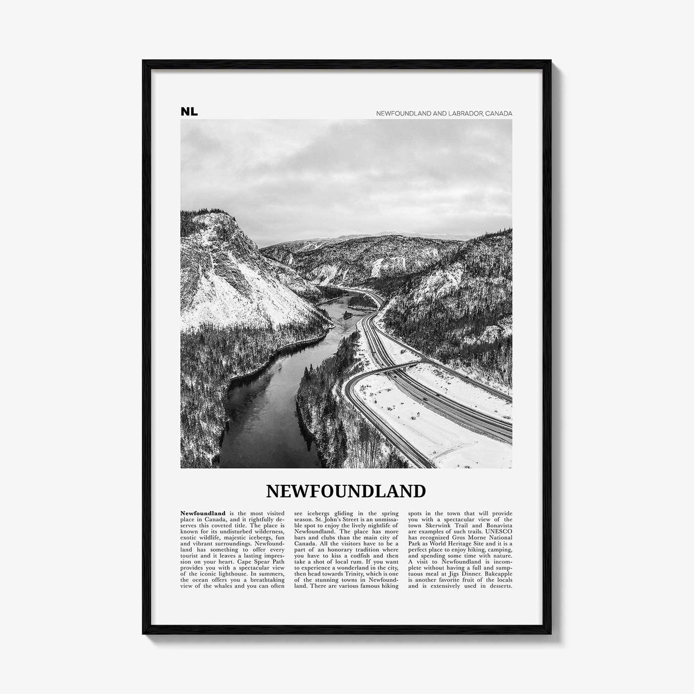 Newfoundland Print Black and White, Newfoundland Wall Art, Newfoundland Poster, Newfoundland Photo, Newfoundland Wall Décor, Canada