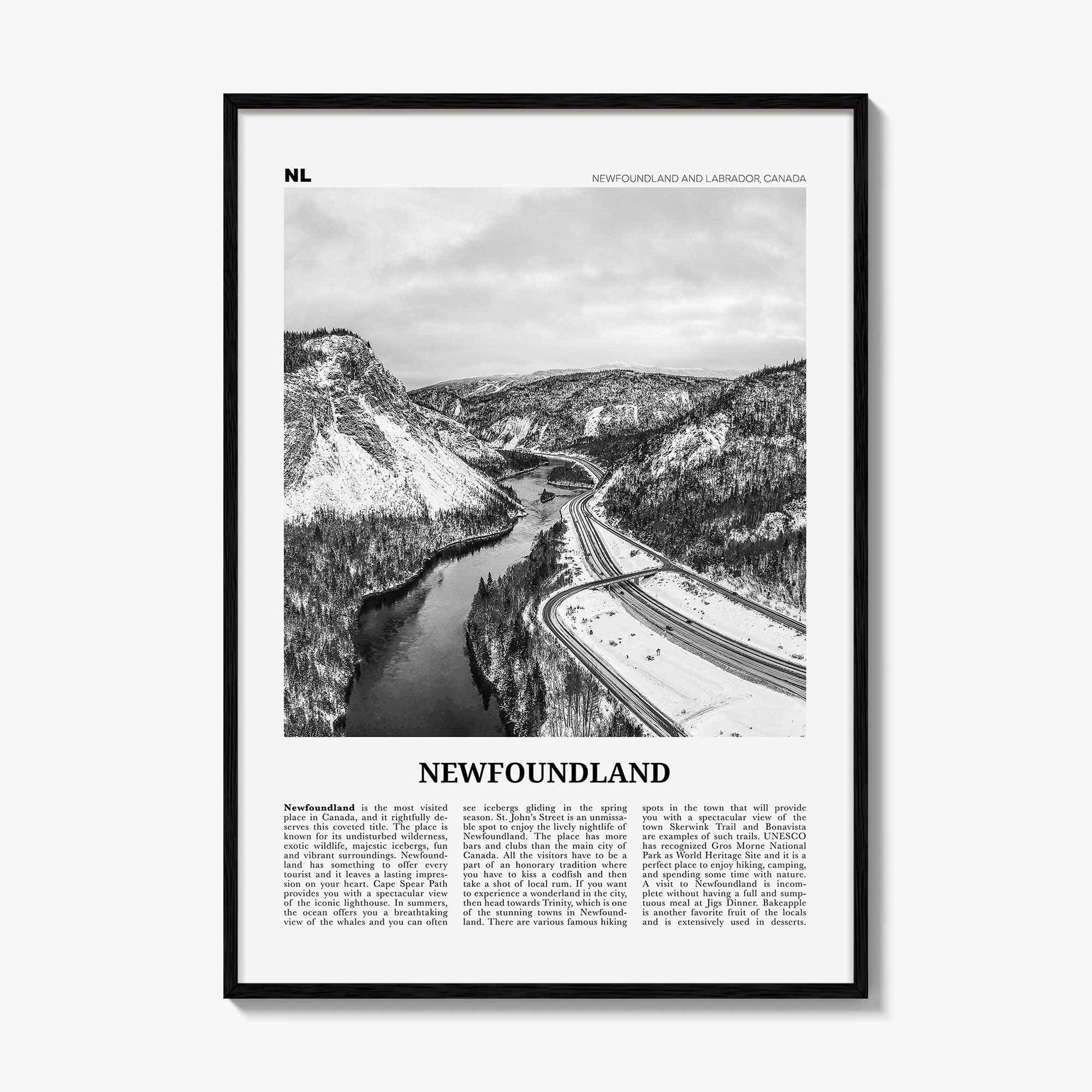 Newfoundland Print Black and White, Newfoundland Wall Art, Newfoundland Poster, Newfoundland Photo, Newfoundland Wall Décor, Canada