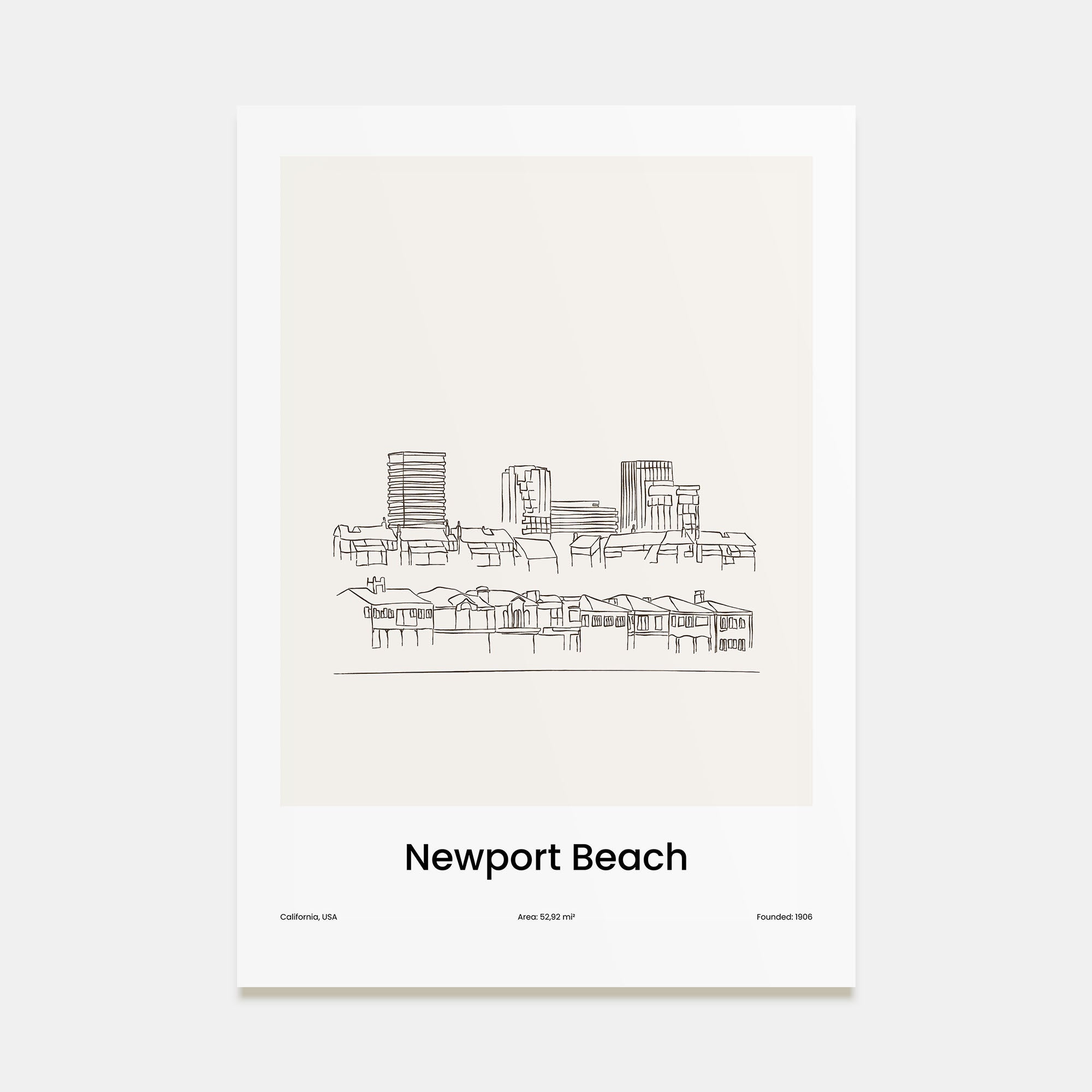 Newport Beach Drawn Poster
