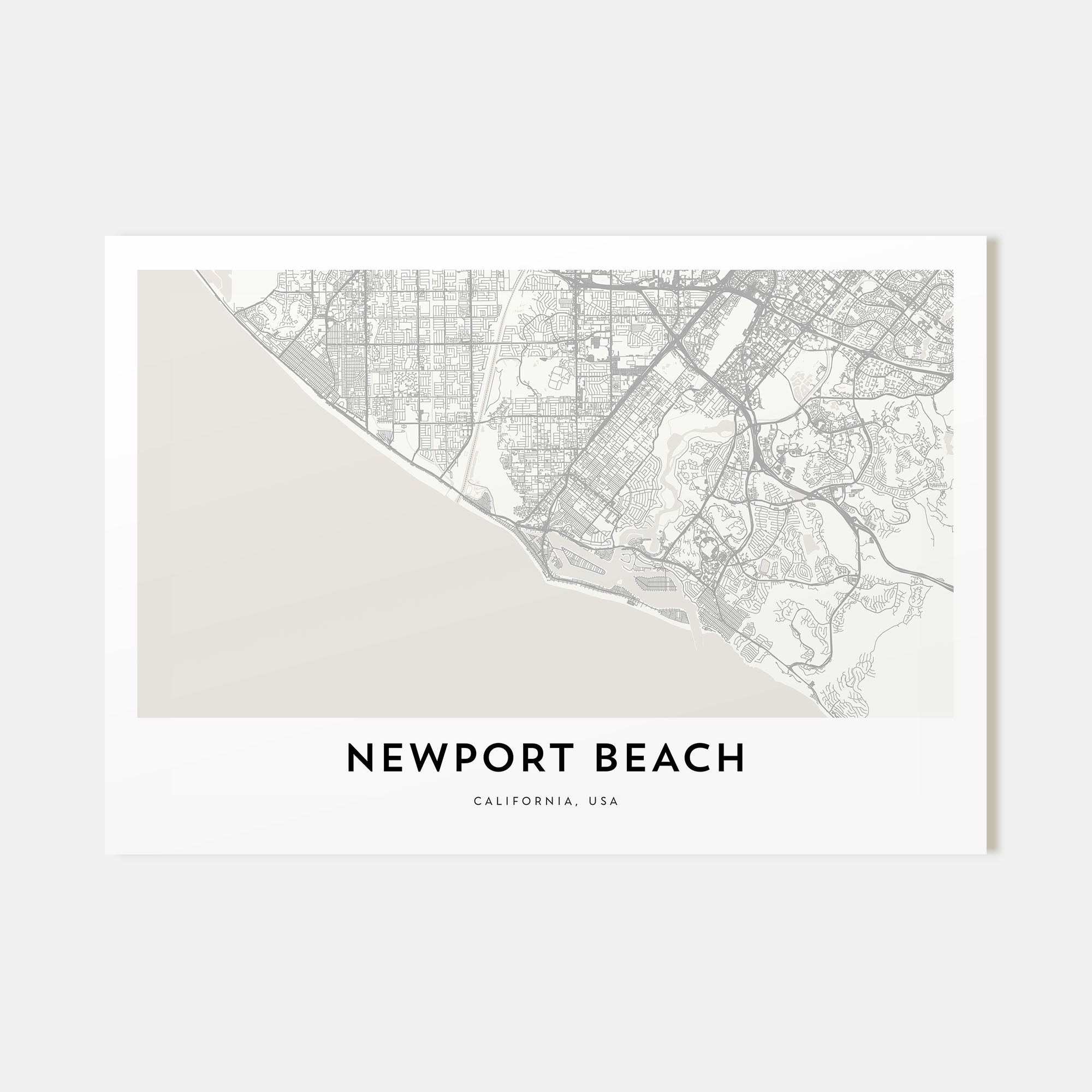 Newport Beach Map Landscape Poster
