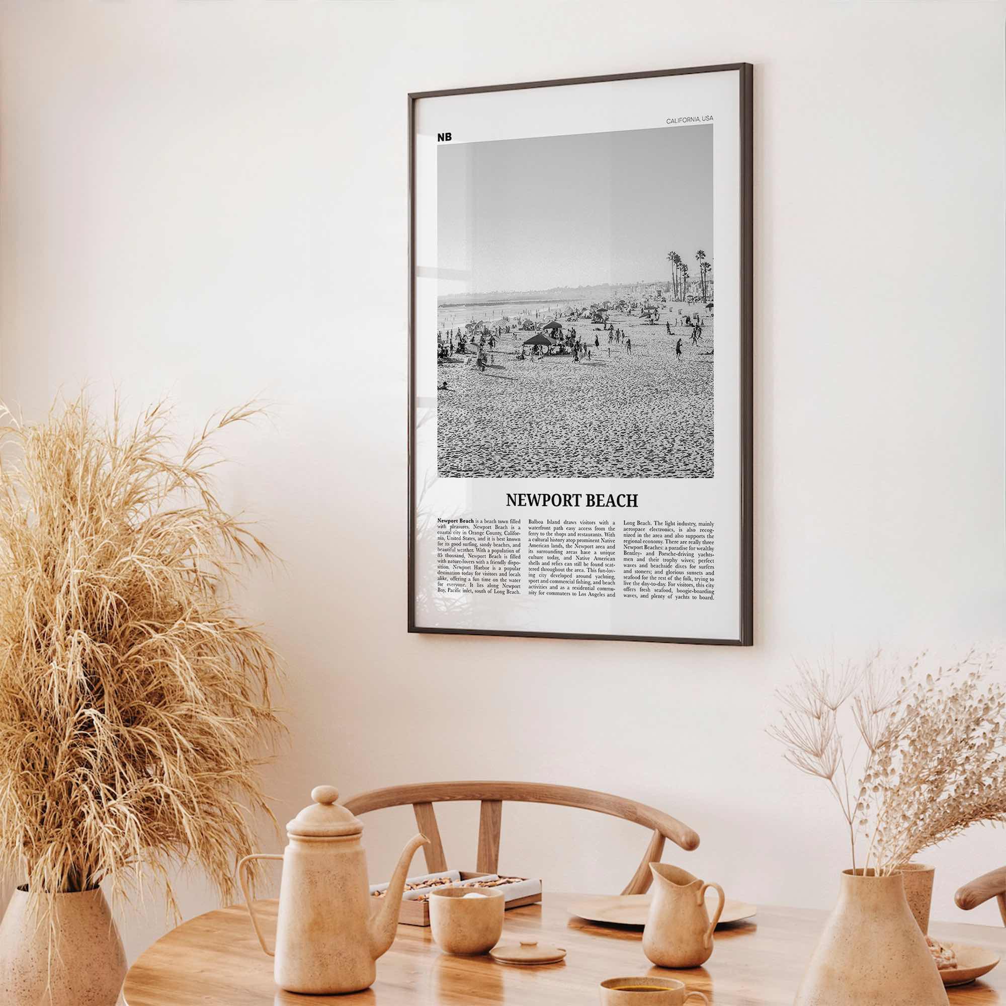 Newport Beach Print Black and White No 1, Newport Beach Wall Art, Newport Beach Poster, Orange County, California, USA, United States