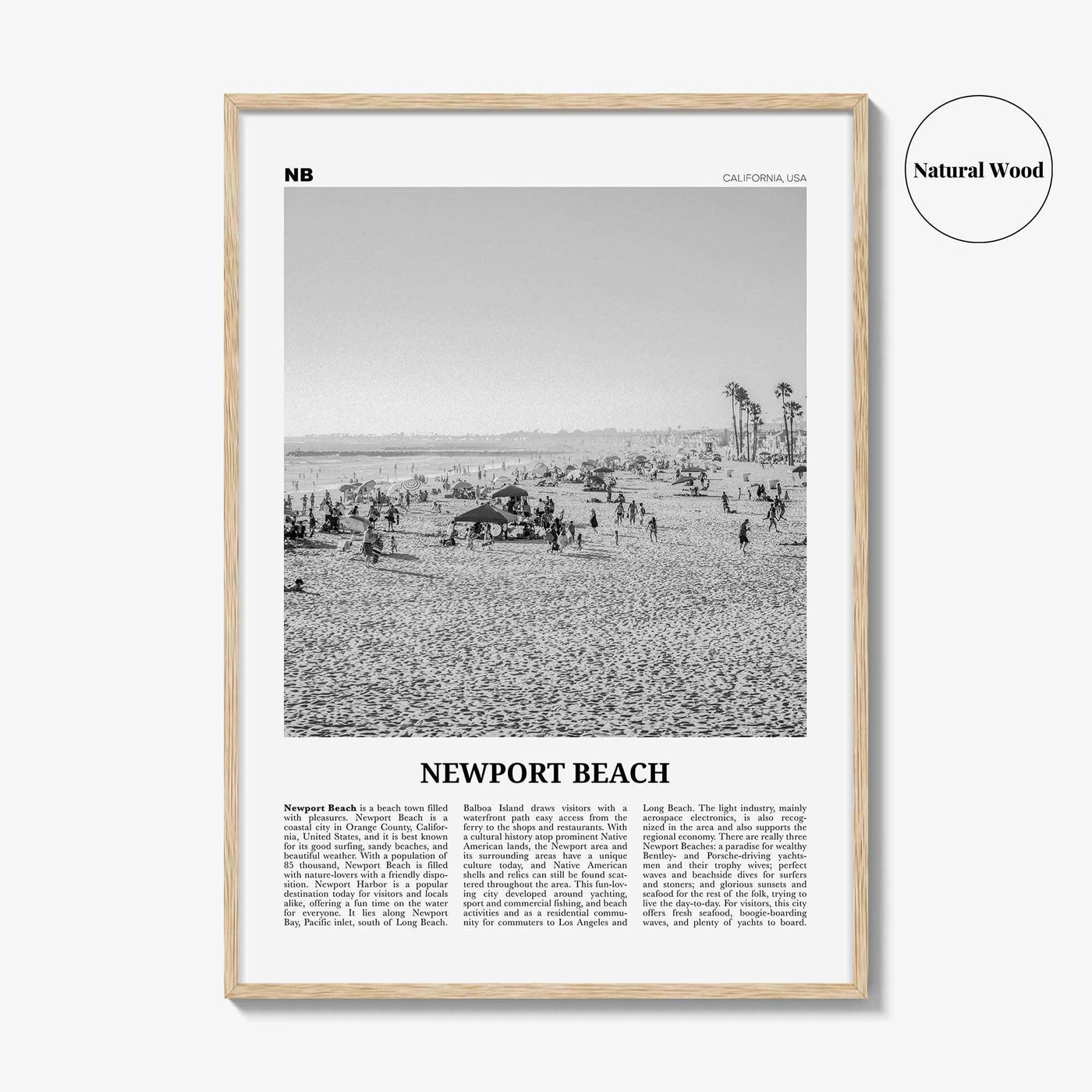 Newport Beach Print Black and White No 1, Newport Beach Wall Art, Newport Beach Poster, Orange County, California, USA, United States