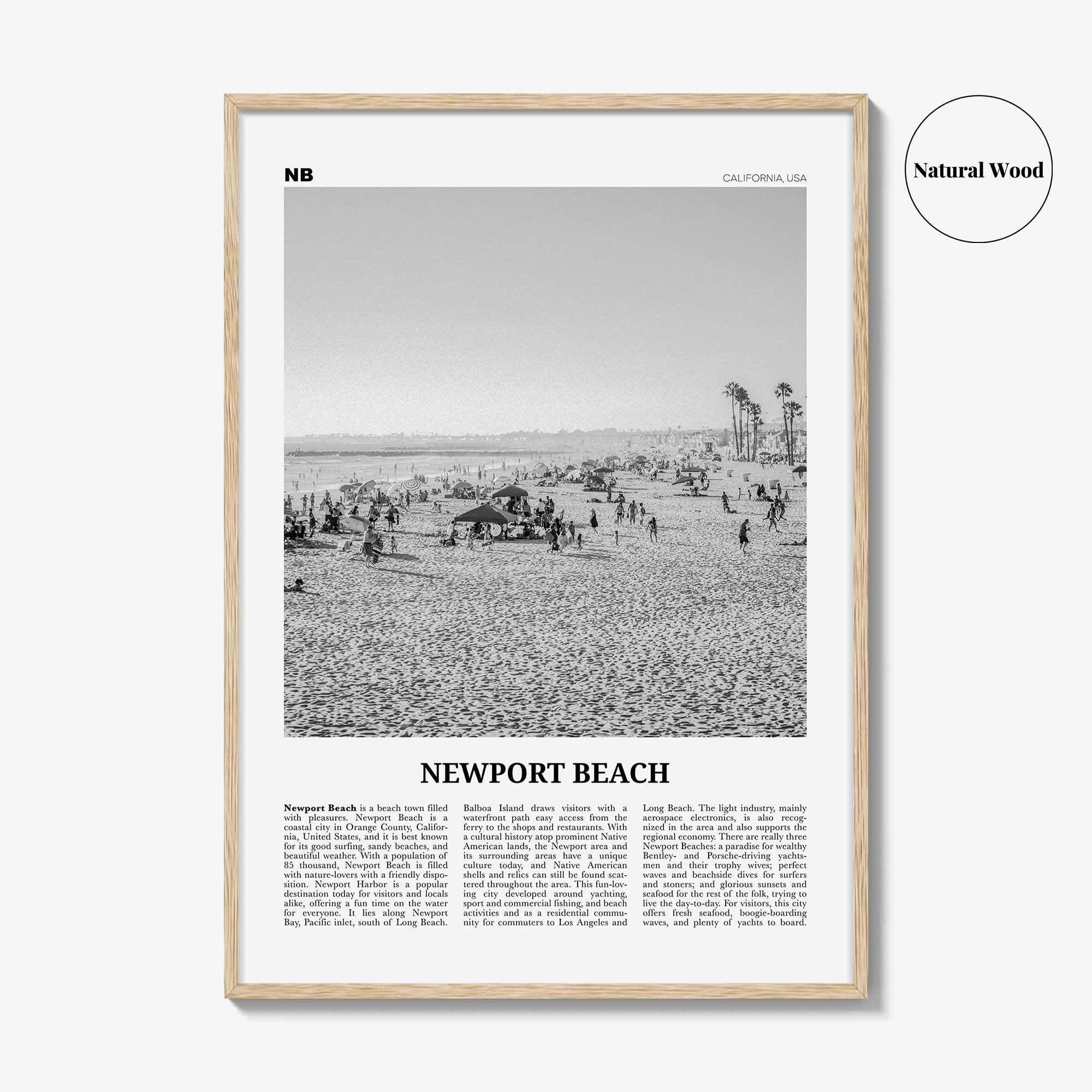 Newport Beach Print Black and White No 1, Newport Beach Wall Art, Newport Beach Poster, Orange County, California, USA, United States