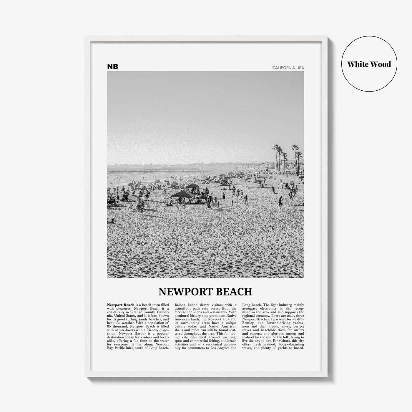 Newport Beach Print Black and White No 1, Newport Beach Wall Art, Newport Beach Poster, Orange County, California, USA, United States