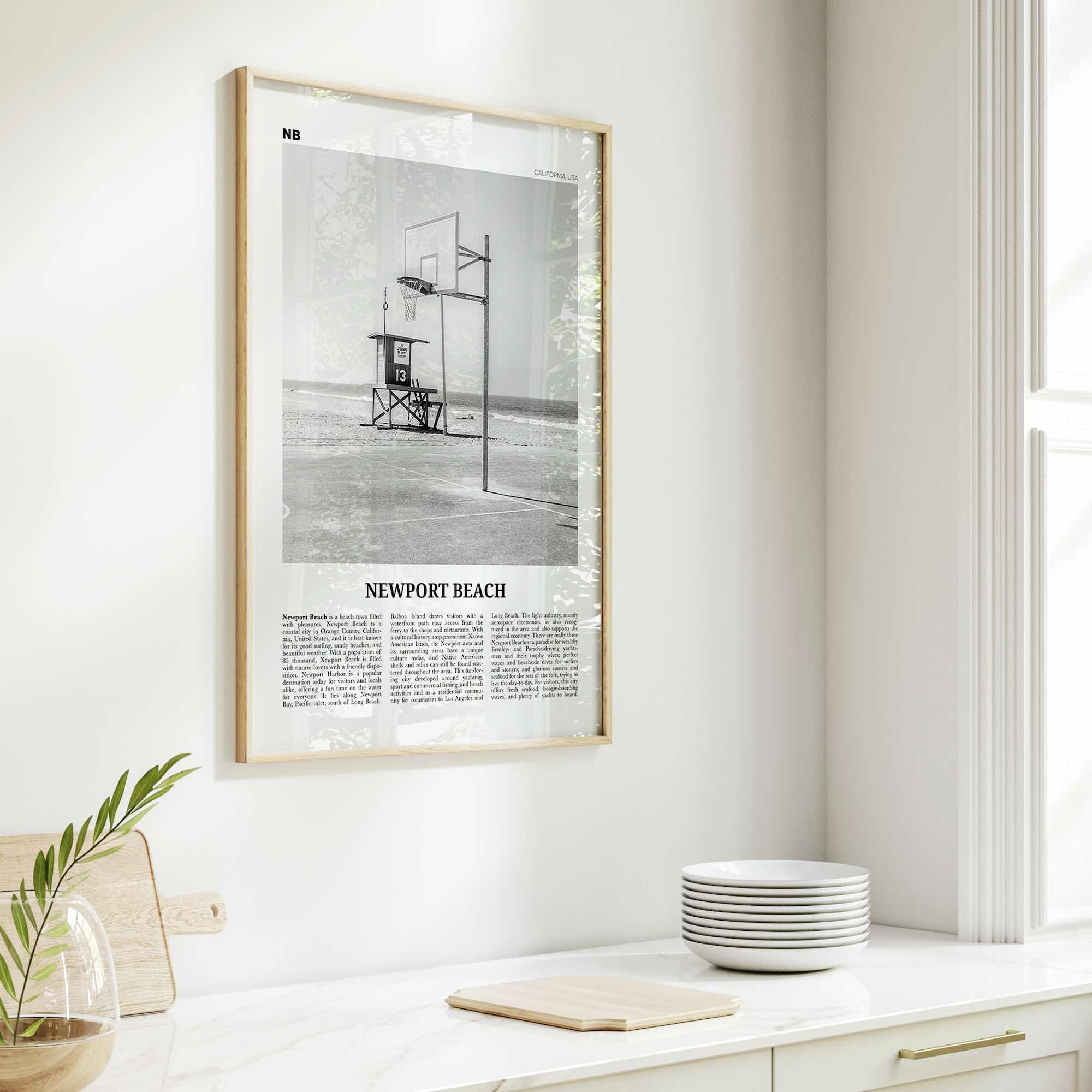 Newport Beach Print Black and White No 2, Newport Beach Wall Art, Newport Beach Poster, Orange County, California, USA, United States