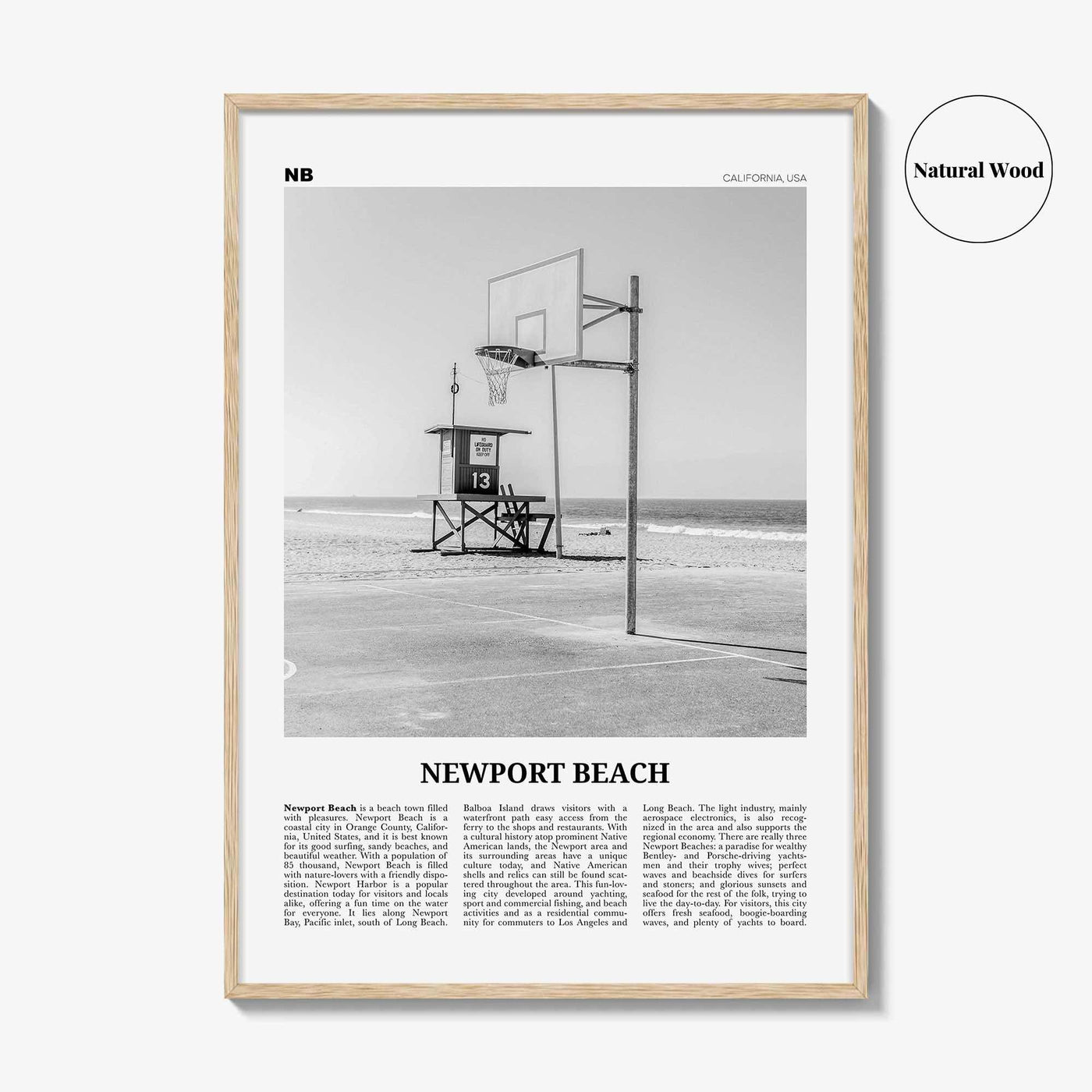 Newport Beach Print Black and White No 2, Newport Beach Wall Art, Newport Beach Poster, Orange County, California, USA, United States