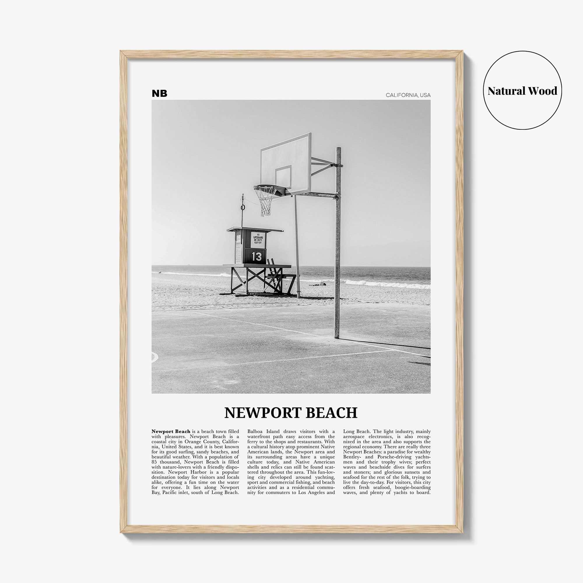 Newport Beach Print Black and White No 2, Newport Beach Wall Art, Newport Beach Poster, Orange County, California, USA, United States