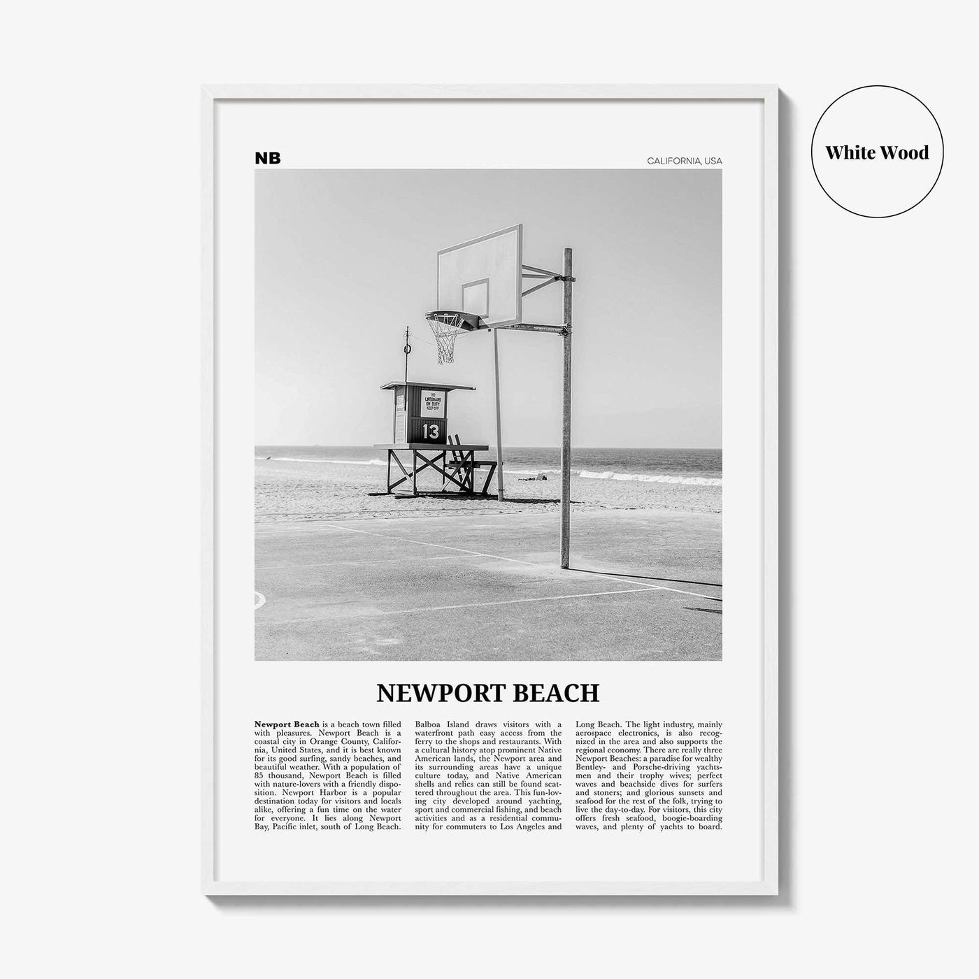 Newport Beach Print Black and White No 2, Newport Beach Wall Art, Newport Beach Poster, Orange County, California, USA, United States