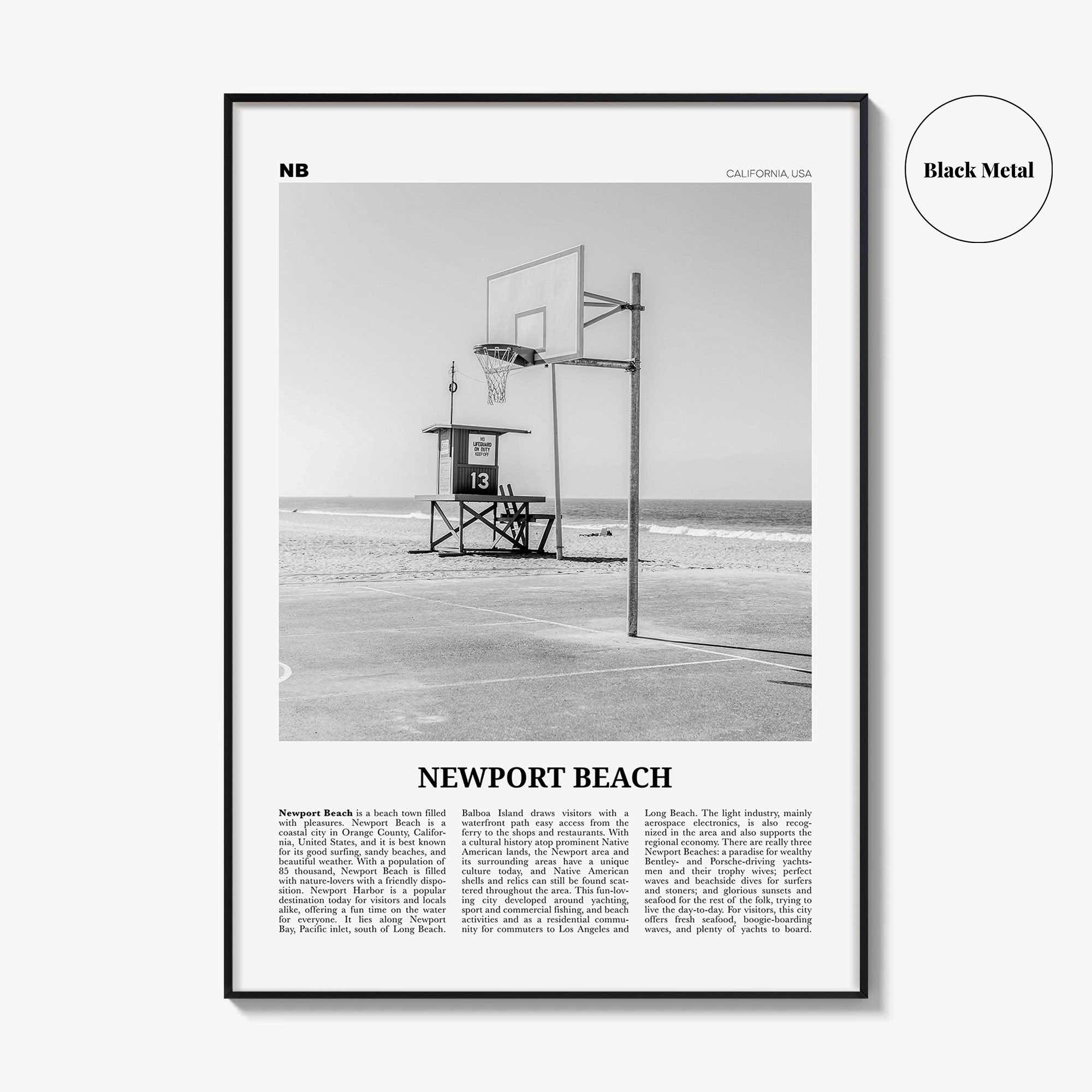 Newport Beach Print Black and White No 2, Newport Beach Wall Art, Newport Beach Poster, Orange County, California, USA, United States