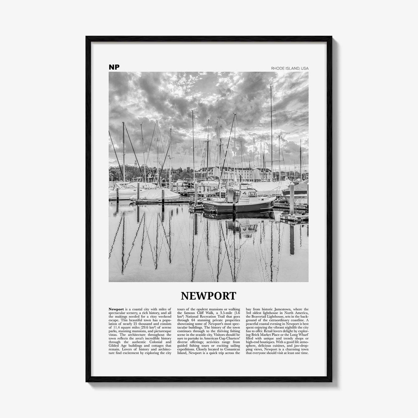Newport Print Black and White, Newport Wall Art, Newport Poster, Newport Photo, Newport Wall Décor, Rhode Island, USA, United States