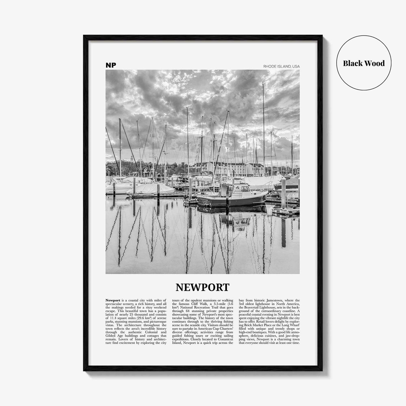 Newport Print Black and White, Newport Wall Art, Newport Poster, Newport Photo, Newport Wall Décor, Rhode Island, USA, United States