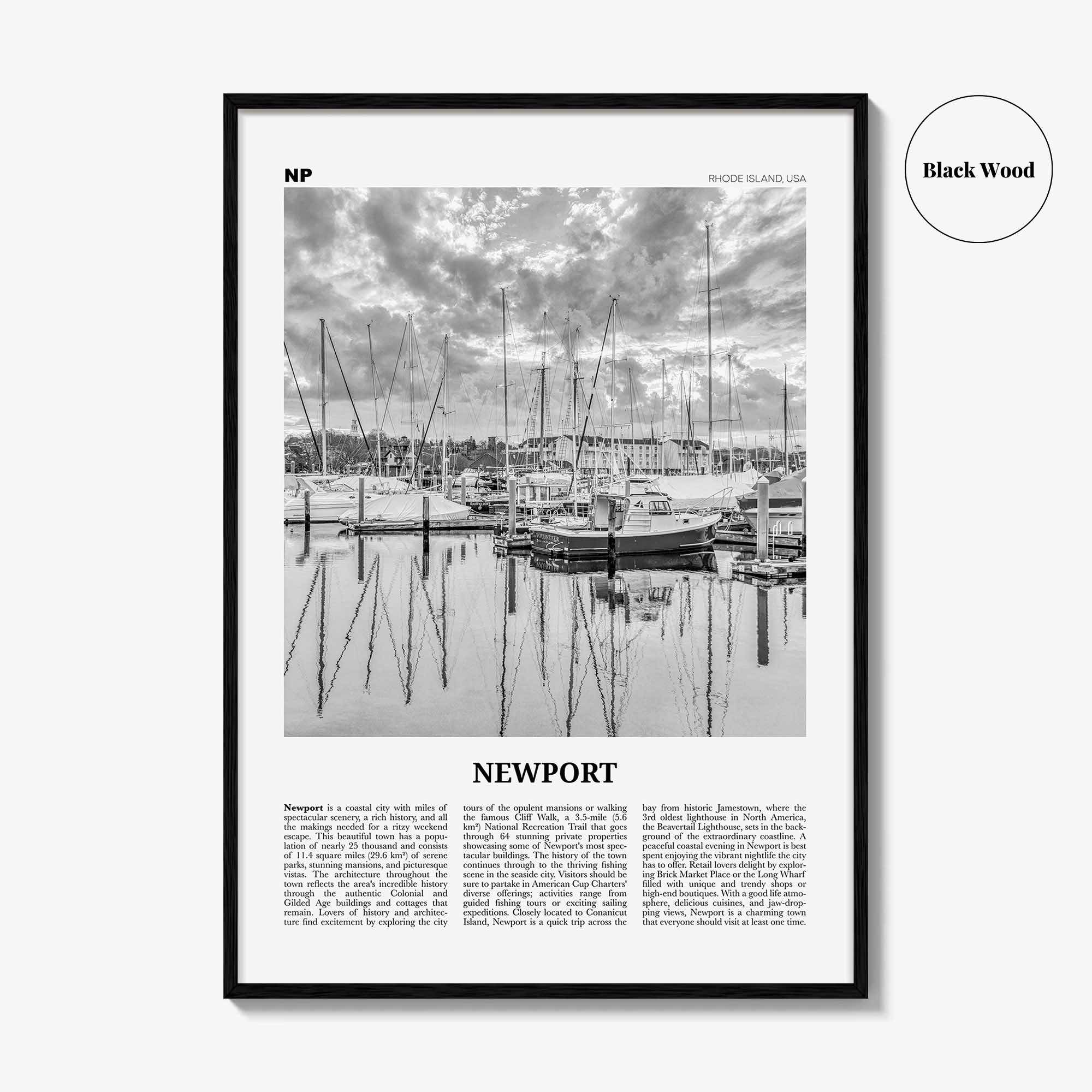 Newport Print Black and White, Newport Wall Art, Newport Poster, Newport Photo, Newport Wall Décor, Rhode Island, USA, United States