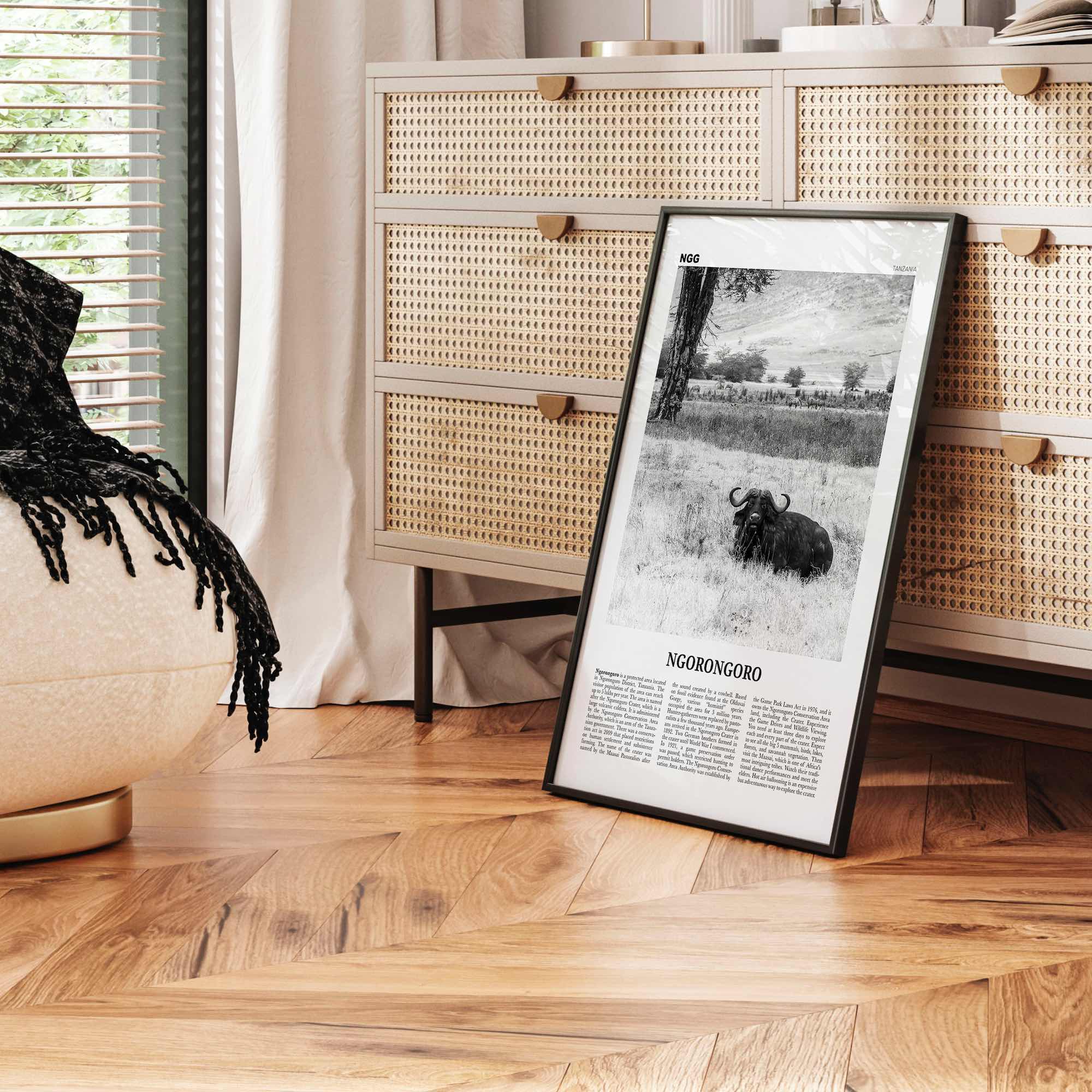 Ngorongoro Print Black and White, Ngorongoro Wall Art, Ngorongoro Poster, Ngorongoro Photo, Ngorongoro Wall Décor, Ngorongoro Map, Tanzania