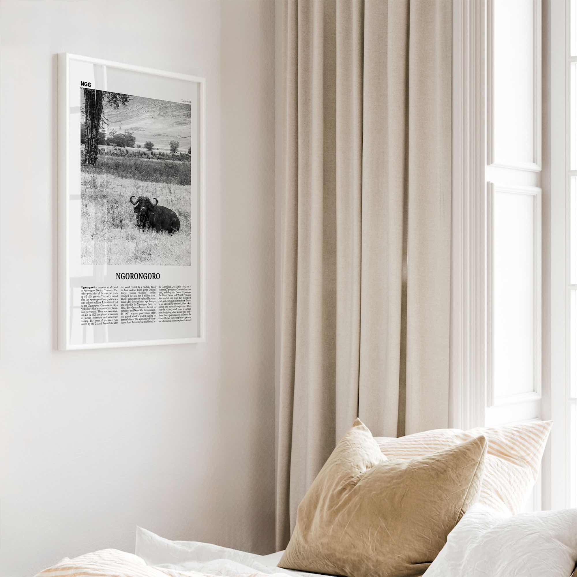 Ngorongoro Print Black and White, Ngorongoro Wall Art, Ngorongoro Poster, Ngorongoro Photo, Ngorongoro Wall Décor, Ngorongoro Map, Tanzania