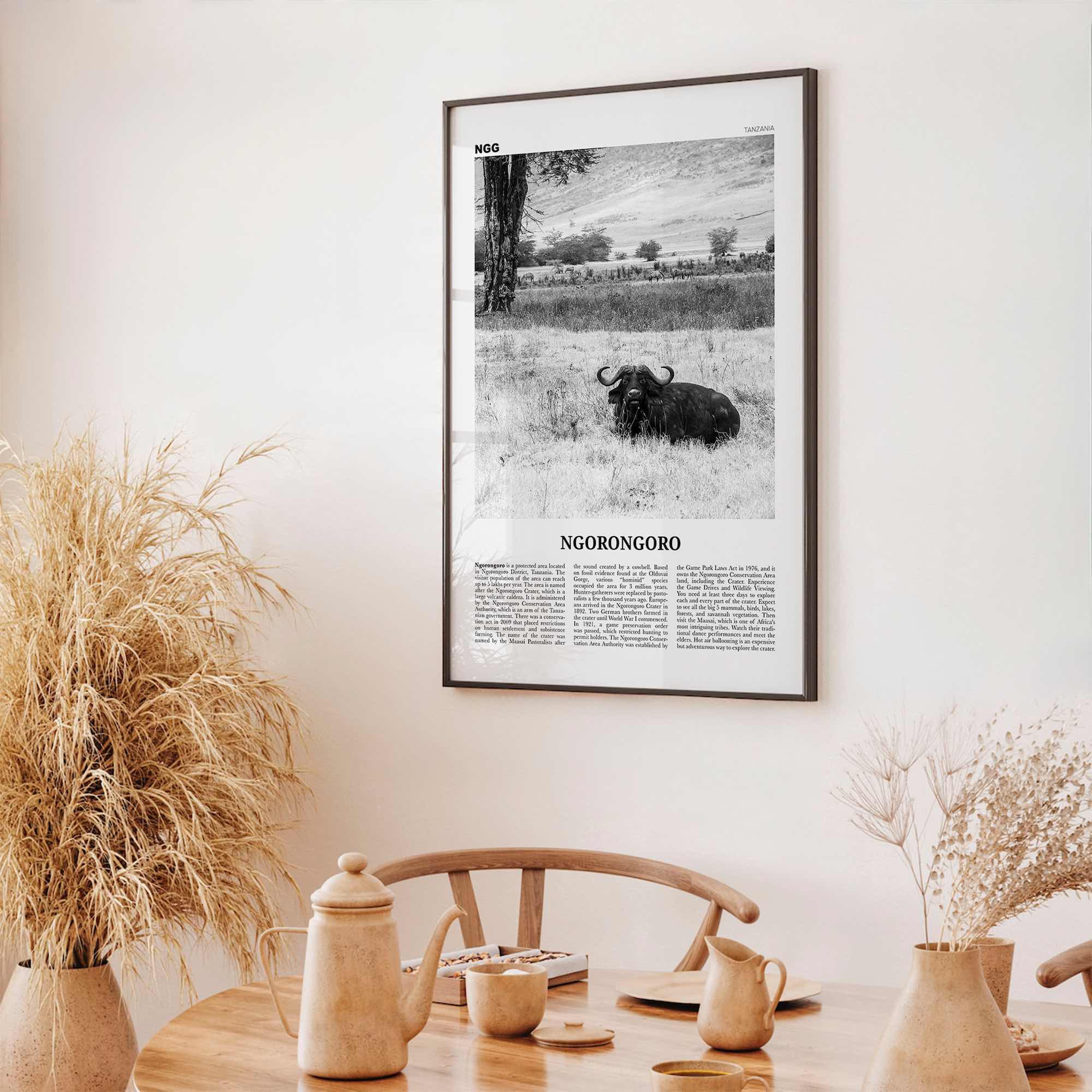 Ngorongoro Print Black and White, Ngorongoro Wall Art, Ngorongoro Poster, Ngorongoro Photo, Ngorongoro Wall Décor, Ngorongoro Map, Tanzania