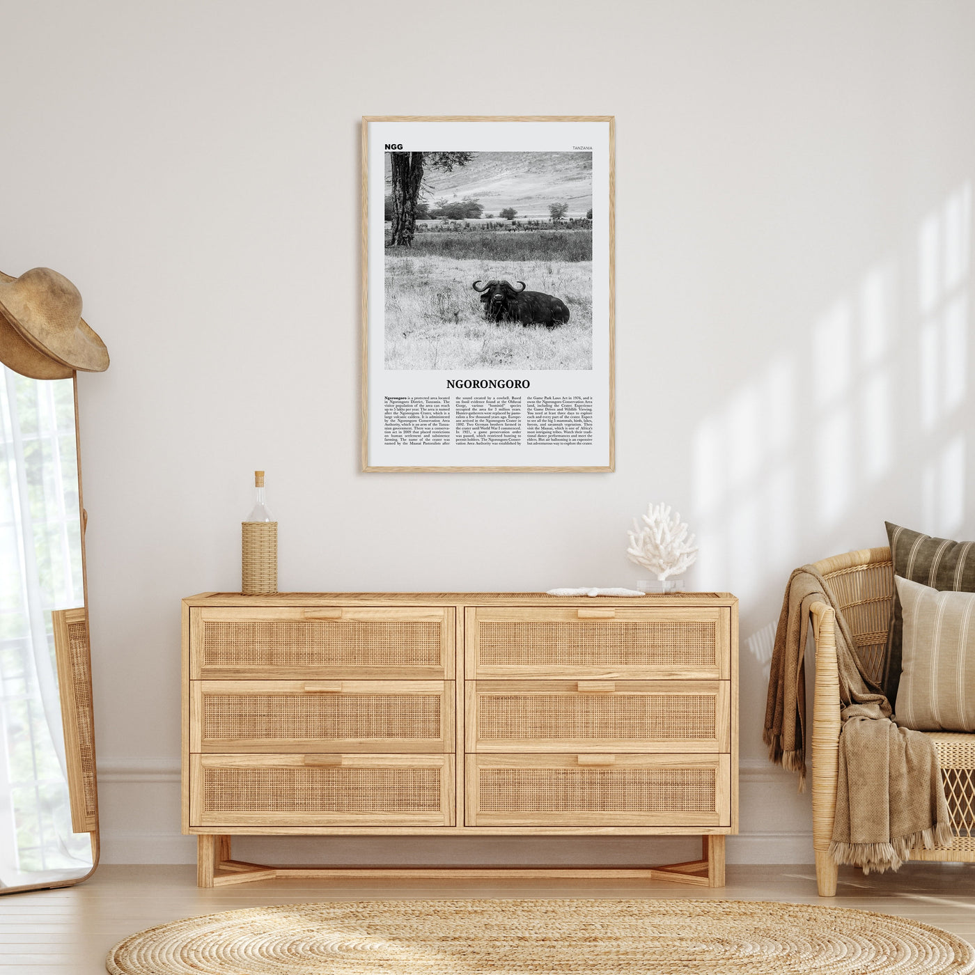 Ngorongoro Travel B&W Poster