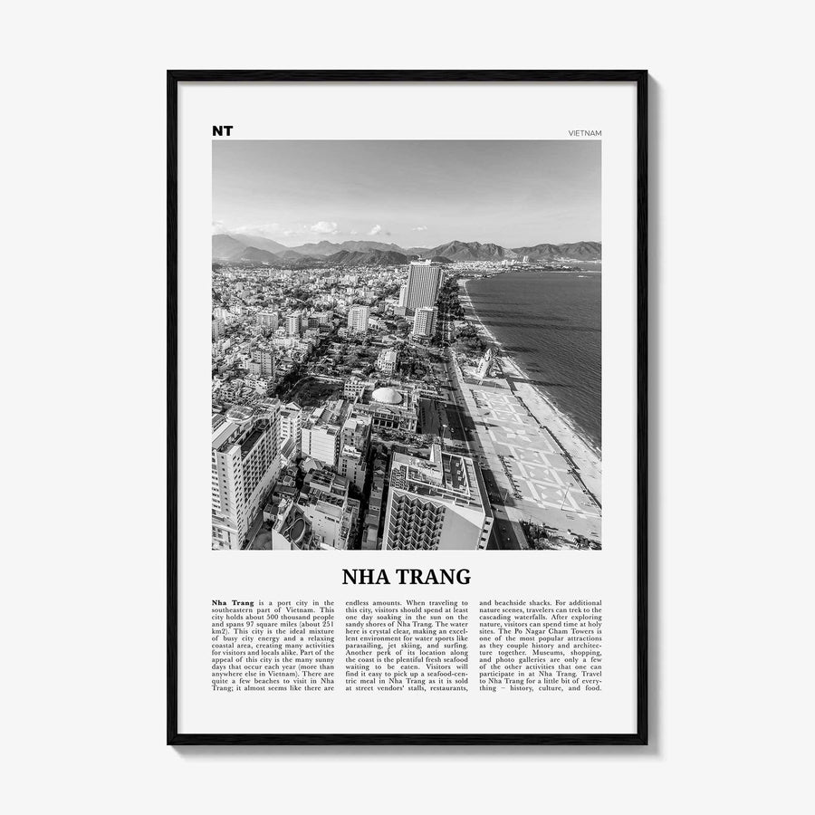 Nha Trang Print Black and White, Nha Trang Wall Art, Nha Trang Poster, Nha Trang Photo, Nha Trang Wall Décor, Nha Trang Map, Vietnam