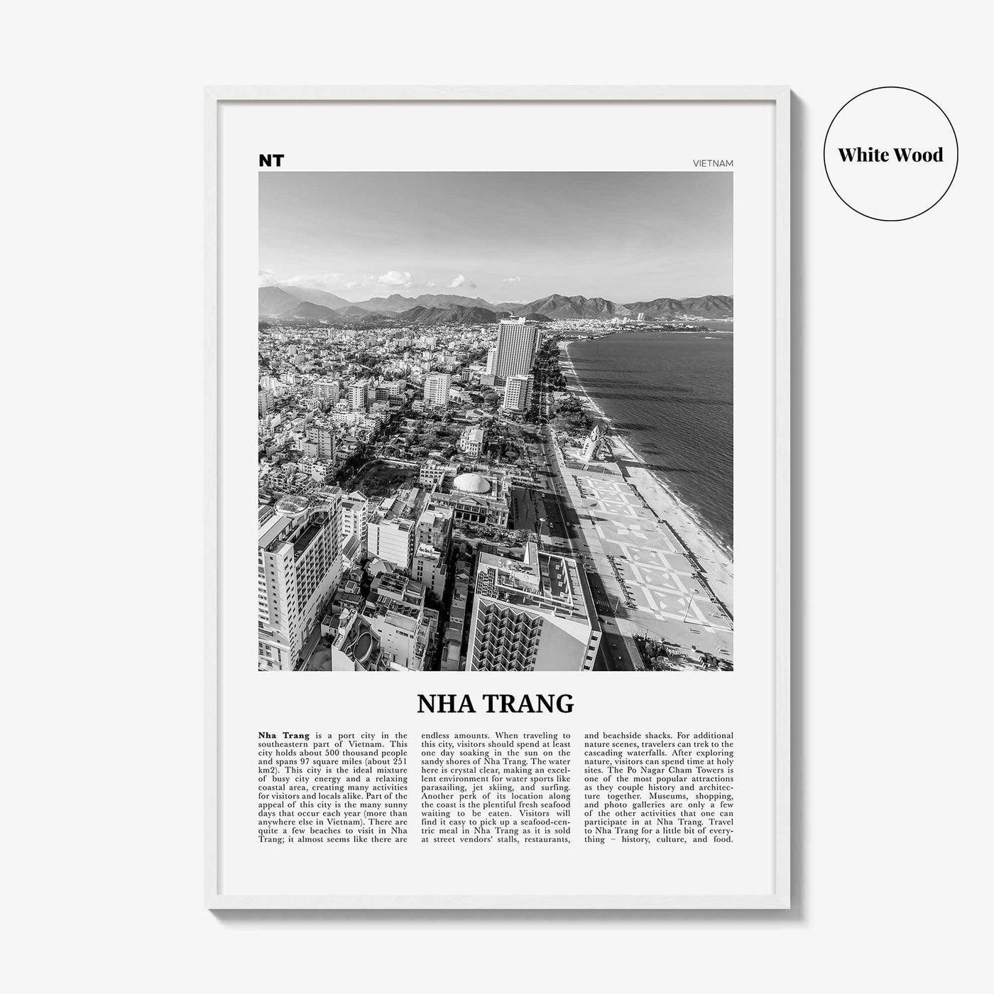 Nha Trang Print Black and White, Nha Trang Wall Art, Nha Trang Poster, Nha Trang Photo, Nha Trang Wall Décor, Nha Trang Map, Vietnam