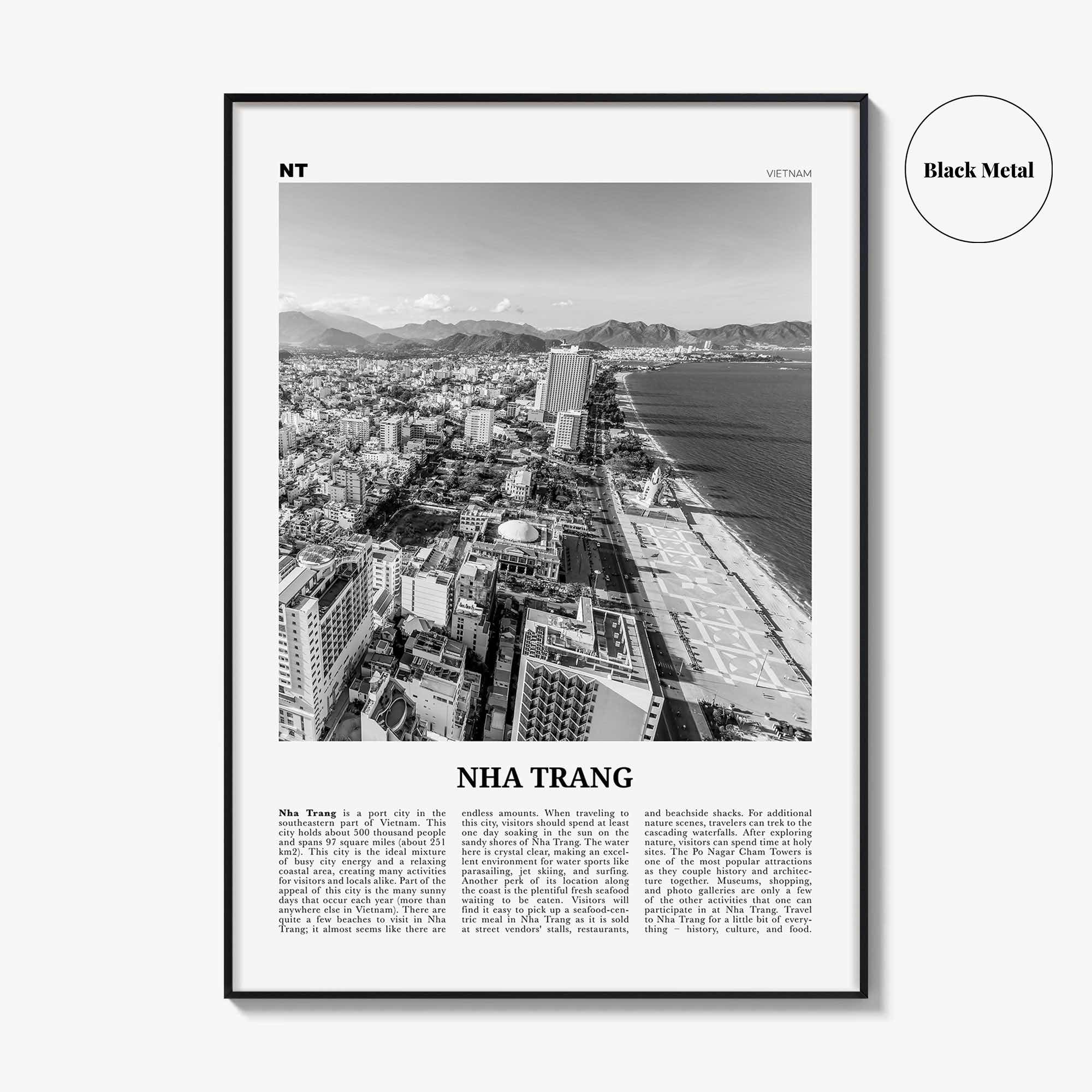 Nha Trang Print Black and White, Nha Trang Wall Art, Nha Trang Poster, Nha Trang Photo, Nha Trang Wall Décor, Nha Trang Map, Vietnam