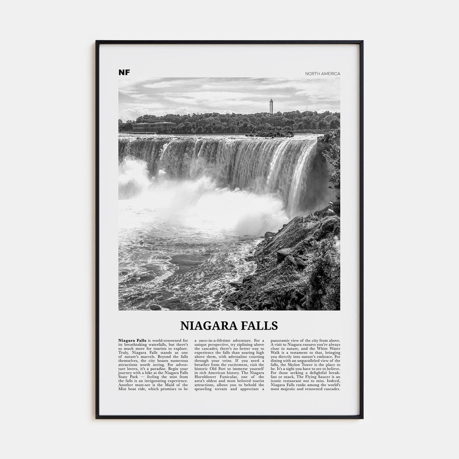 Niagara Falls, North America Travel B&W Poster