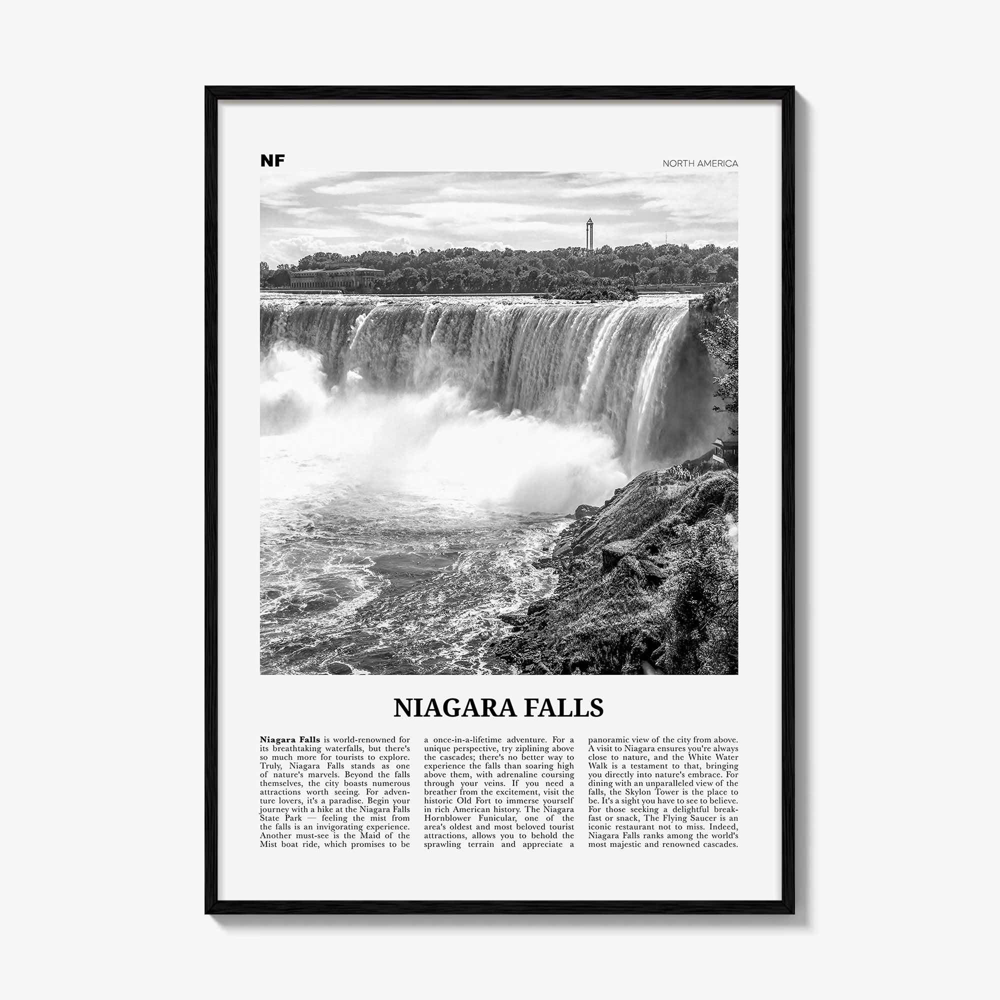 Niagara Falls Print Black and White North America, Niagara Falls Wall Art, Niagara Falls Poster, Niagara Falls Photo, Canada, United States