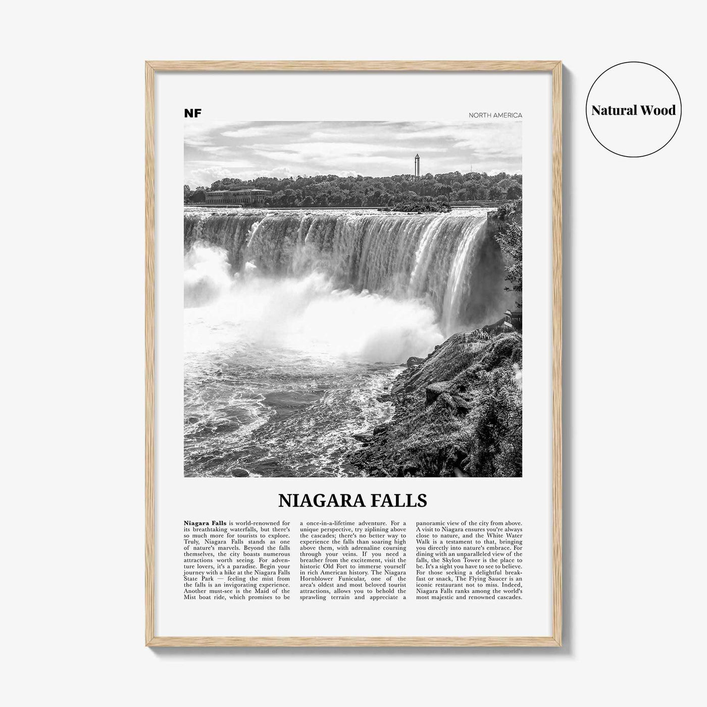 Niagara Falls Print Black and White North America, Niagara Falls Wall Art, Niagara Falls Poster, Niagara Falls Photo, Canada, United States