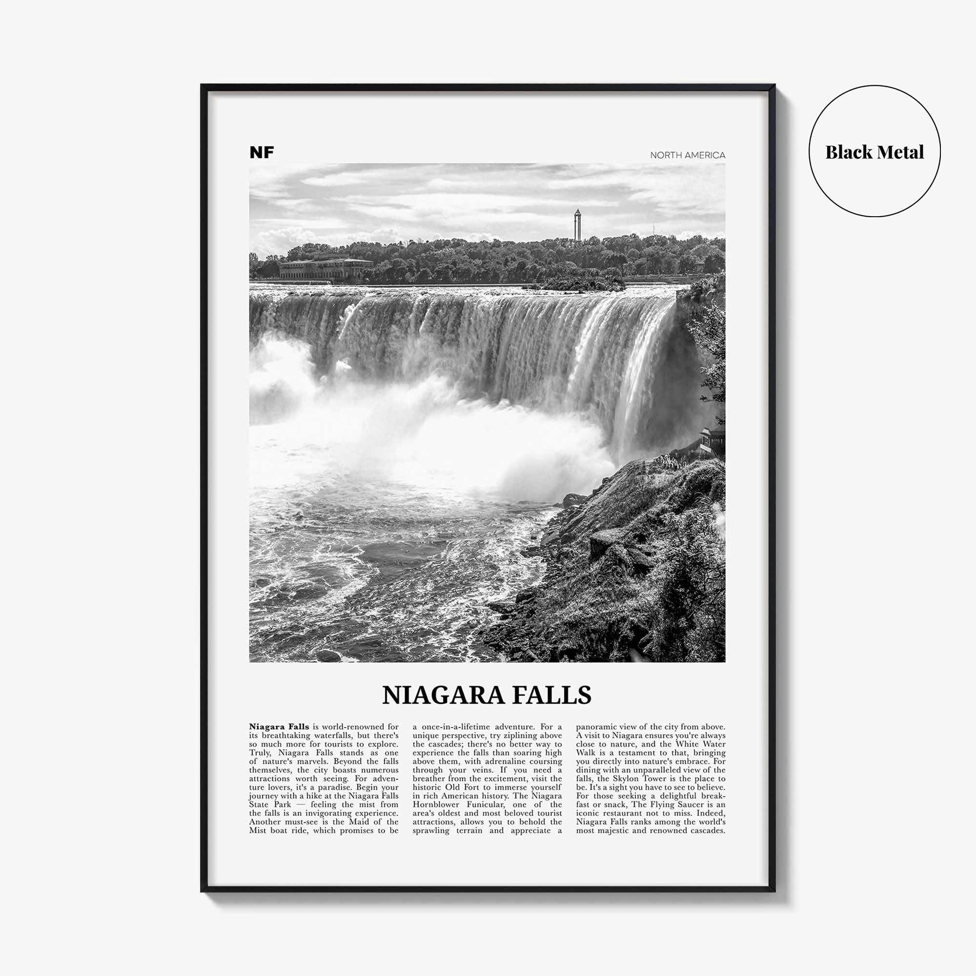Niagara Falls Print Black and White North America, Niagara Falls Wall Art, Niagara Falls Poster, Niagara Falls Photo, Canada, United States