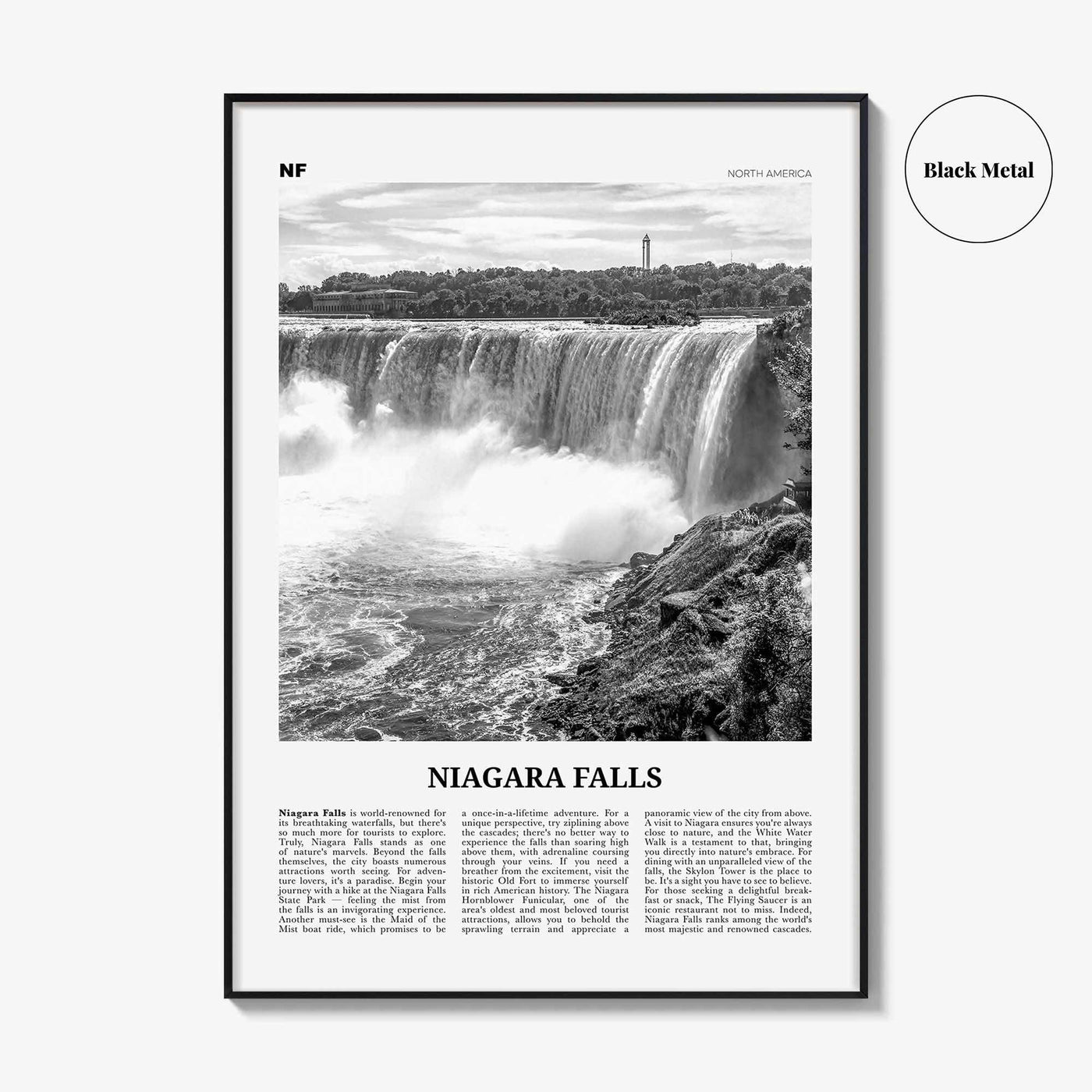 Niagara Falls Print Black and White North America, Niagara Falls Wall Art, Niagara Falls Poster, Niagara Falls Photo, Canada, United States