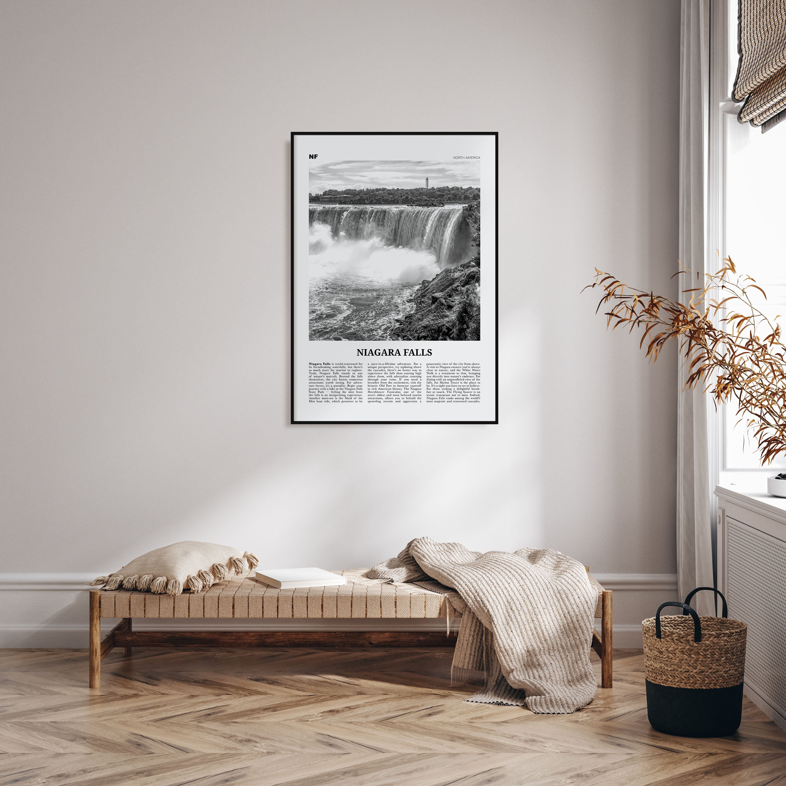 Niagara Falls, North America Travel B&W Poster