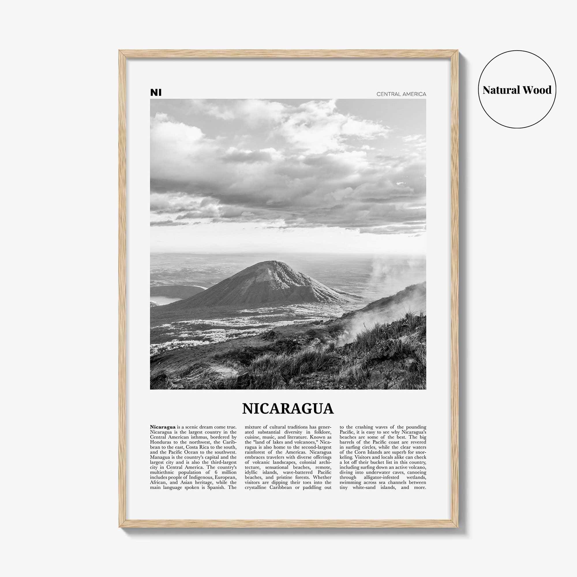 Nicaragua Print Black and White, Nicaragua Wall Art, Nicaragua Poster, Nicaragua Photo, Nicaragua Wall Decor, Managua, Central America