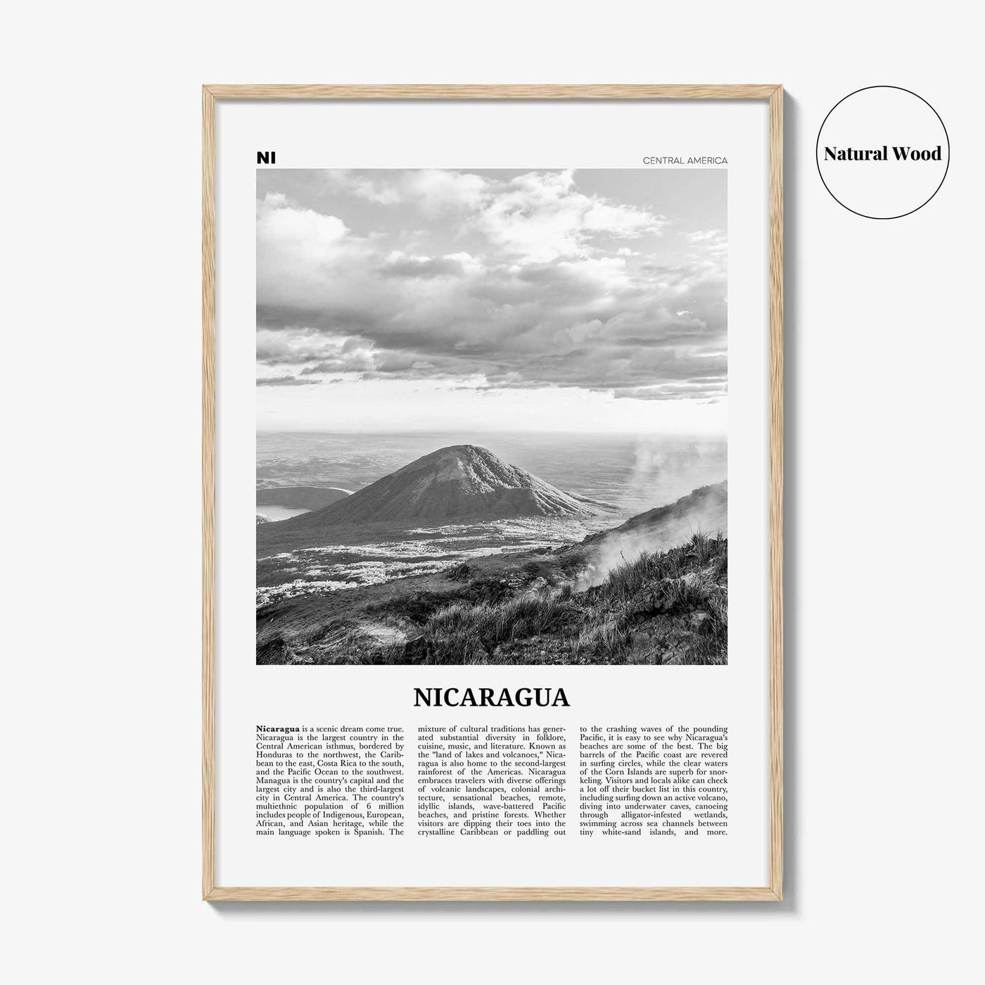 Nicaragua Print Black and White, Nicaragua Wall Art, Nicaragua Poster, Nicaragua Photo, Nicaragua Wall Decor, Managua, Central America