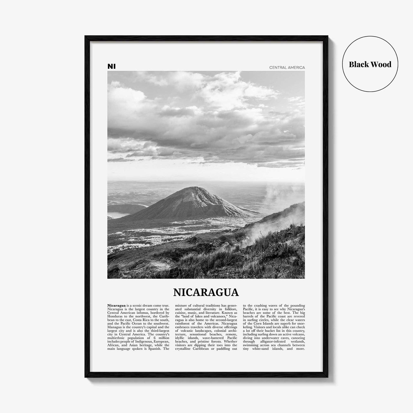 Nicaragua Print Black and White, Nicaragua Wall Art, Nicaragua Poster, Nicaragua Photo, Nicaragua Wall Decor, Managua, Central America