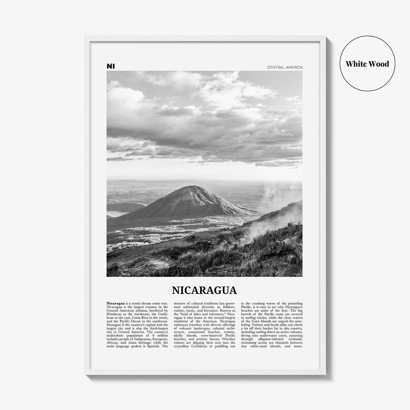 Nicaragua Print Black and White, Nicaragua Wall Art, Nicaragua Poster, Nicaragua Photo, Nicaragua Wall Decor, Managua, Central America