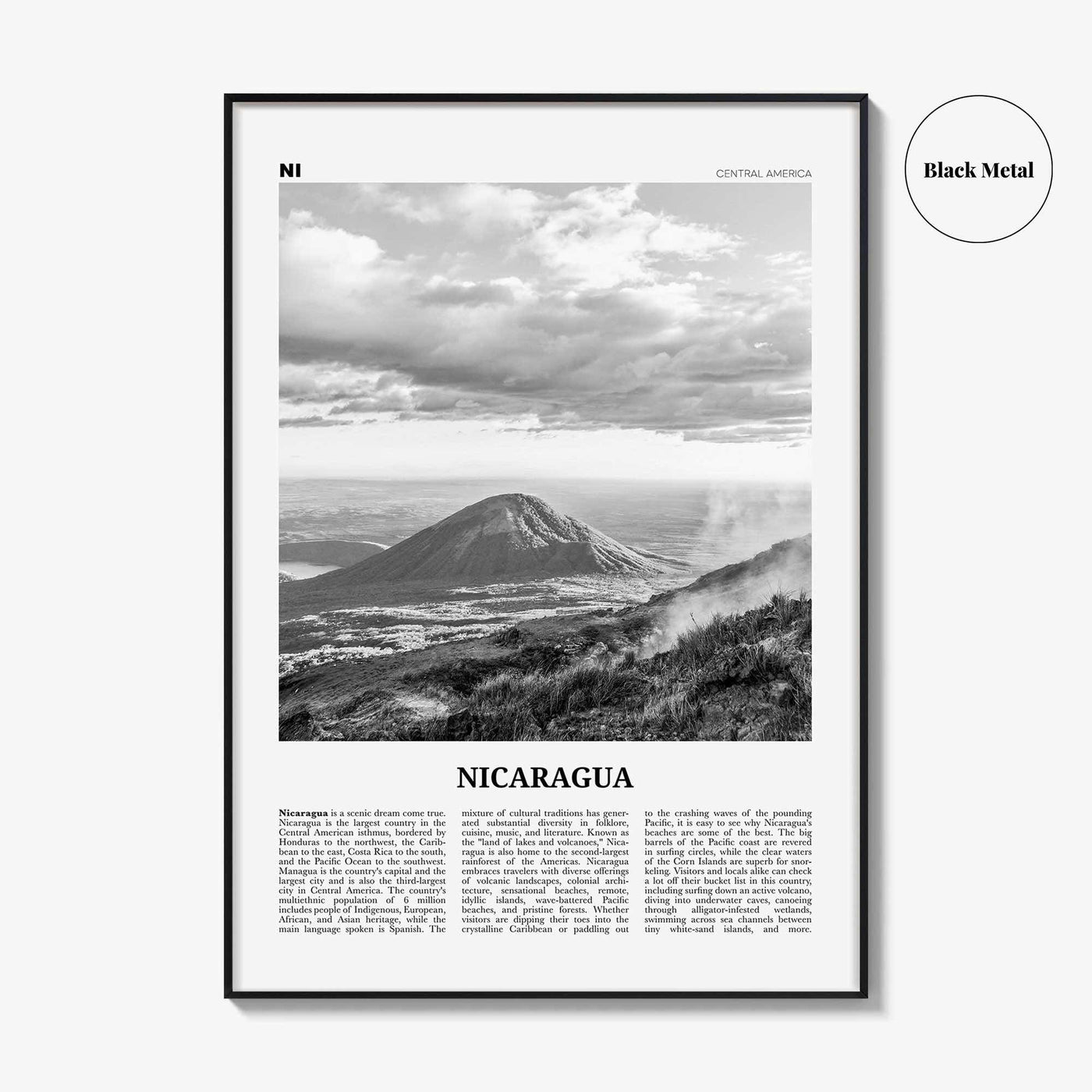 Nicaragua Print Black and White, Nicaragua Wall Art, Nicaragua Poster, Nicaragua Photo, Nicaragua Wall Decor, Managua, Central America