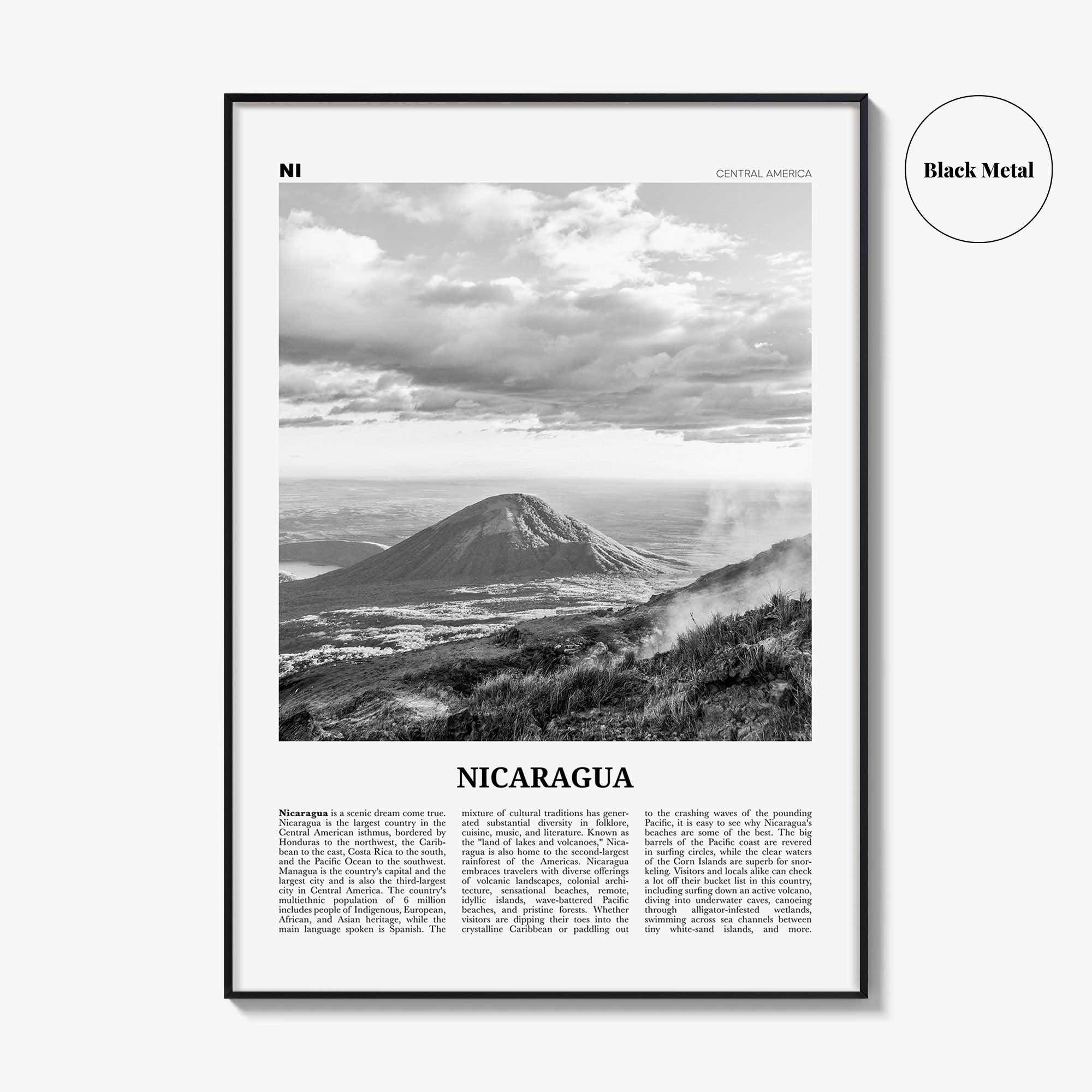 Nicaragua Print Black and White, Nicaragua Wall Art, Nicaragua Poster, Nicaragua Photo, Nicaragua Wall Decor, Managua, Central America