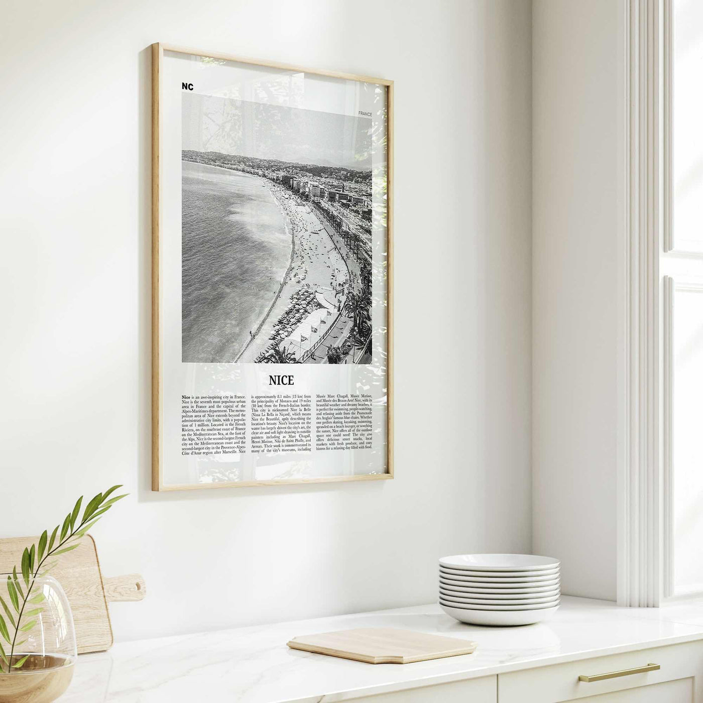 Nice Print Black and White, Nice Wall Art, Nice Poster, France, Niça, Nissa, Nizza, Nicaea, Provence-Alpes-Côte d'Azur, French Riviera