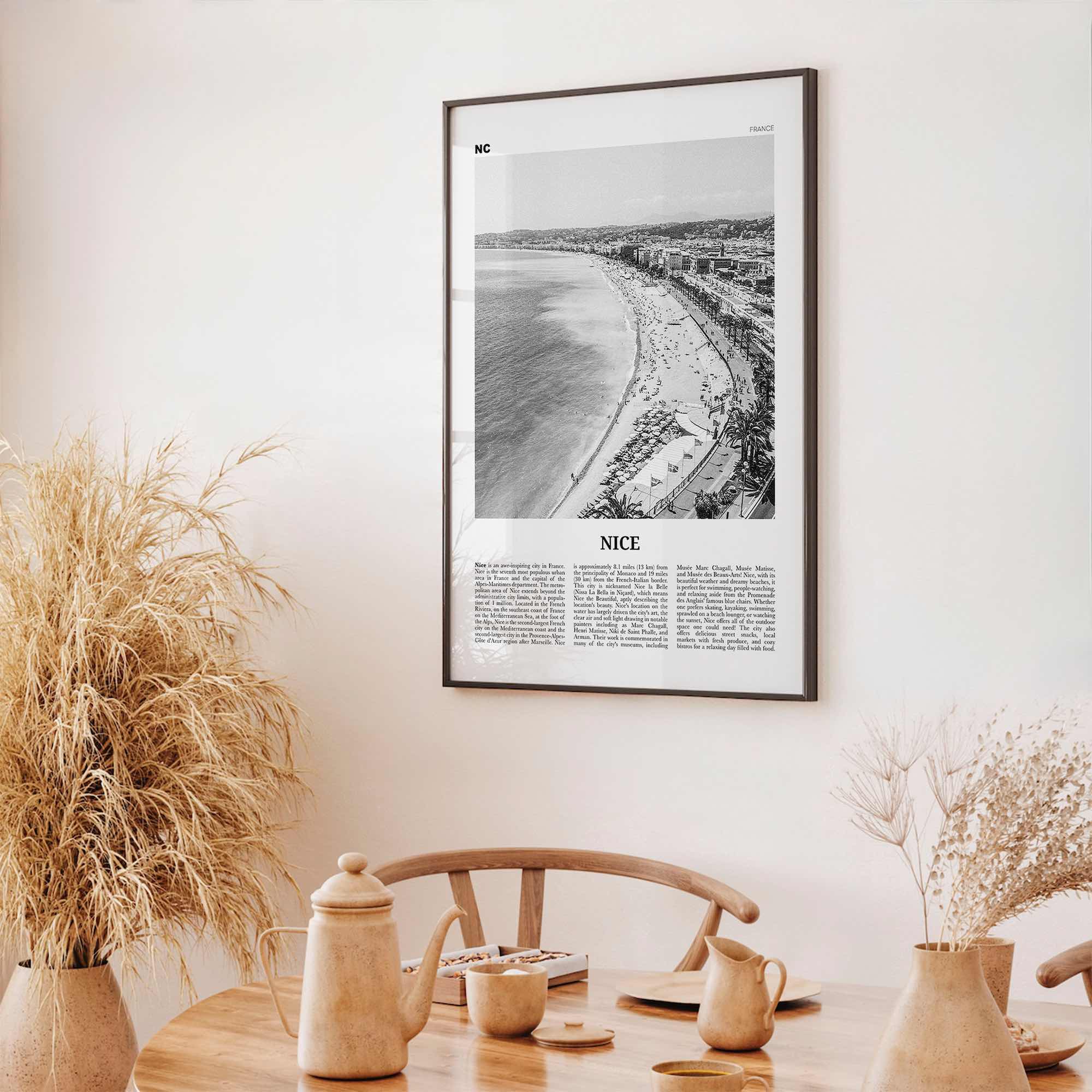 Nice Print Black and White, Nice Wall Art, Nice Poster, France, Niça, Nissa, Nizza, Nicaea, Provence-Alpes-Côte d'Azur, French Riviera