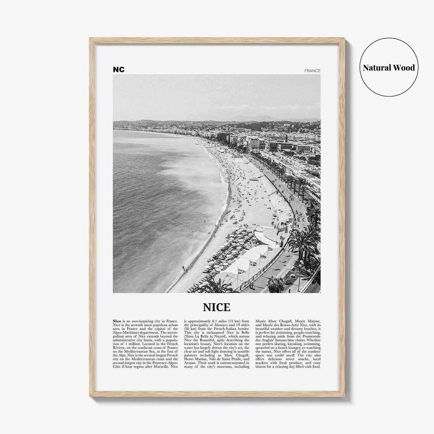 Nice Print Black and White, Nice Wall Art, Nice Poster, France, Niça, Nissa, Nizza, Nicaea, Provence-Alpes-Côte d'Azur, French Riviera