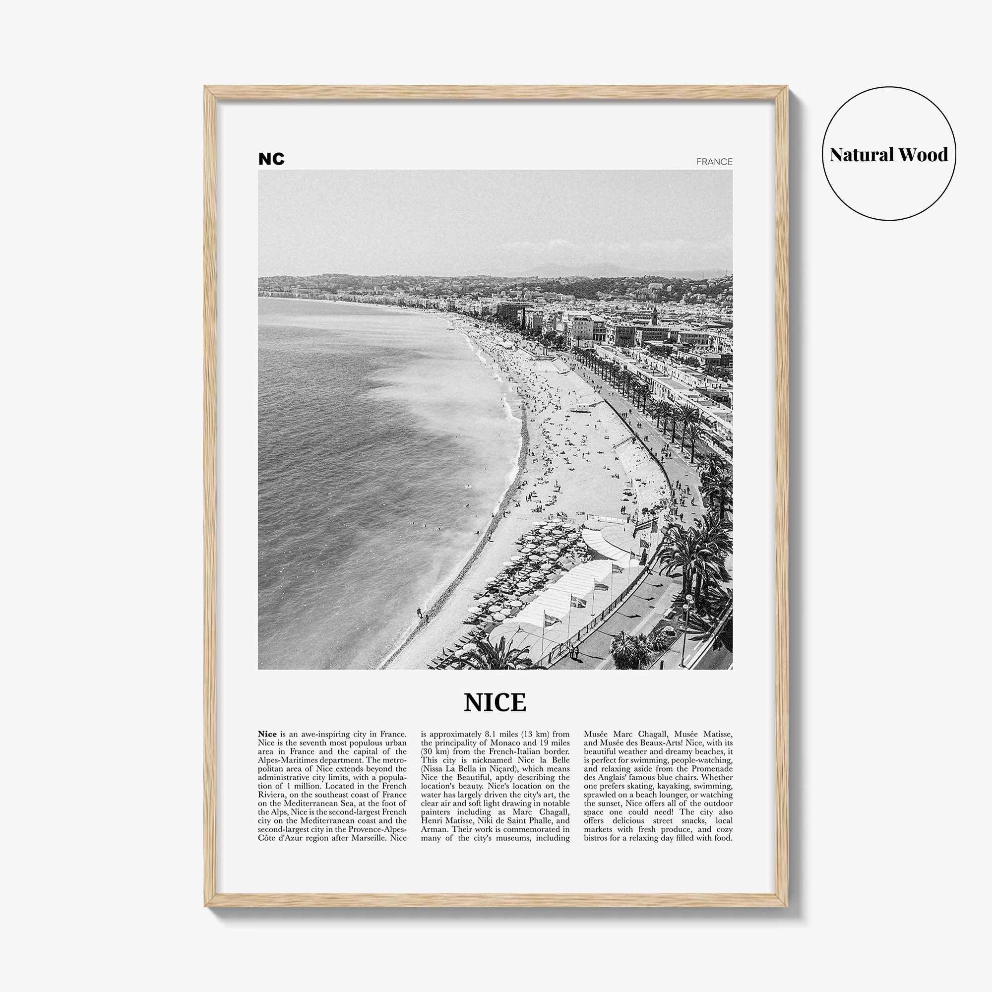 Nice Print Black and White, Nice Wall Art, Nice Poster, France, Niça, Nissa, Nizza, Nicaea, Provence-Alpes-Côte d'Azur, French Riviera