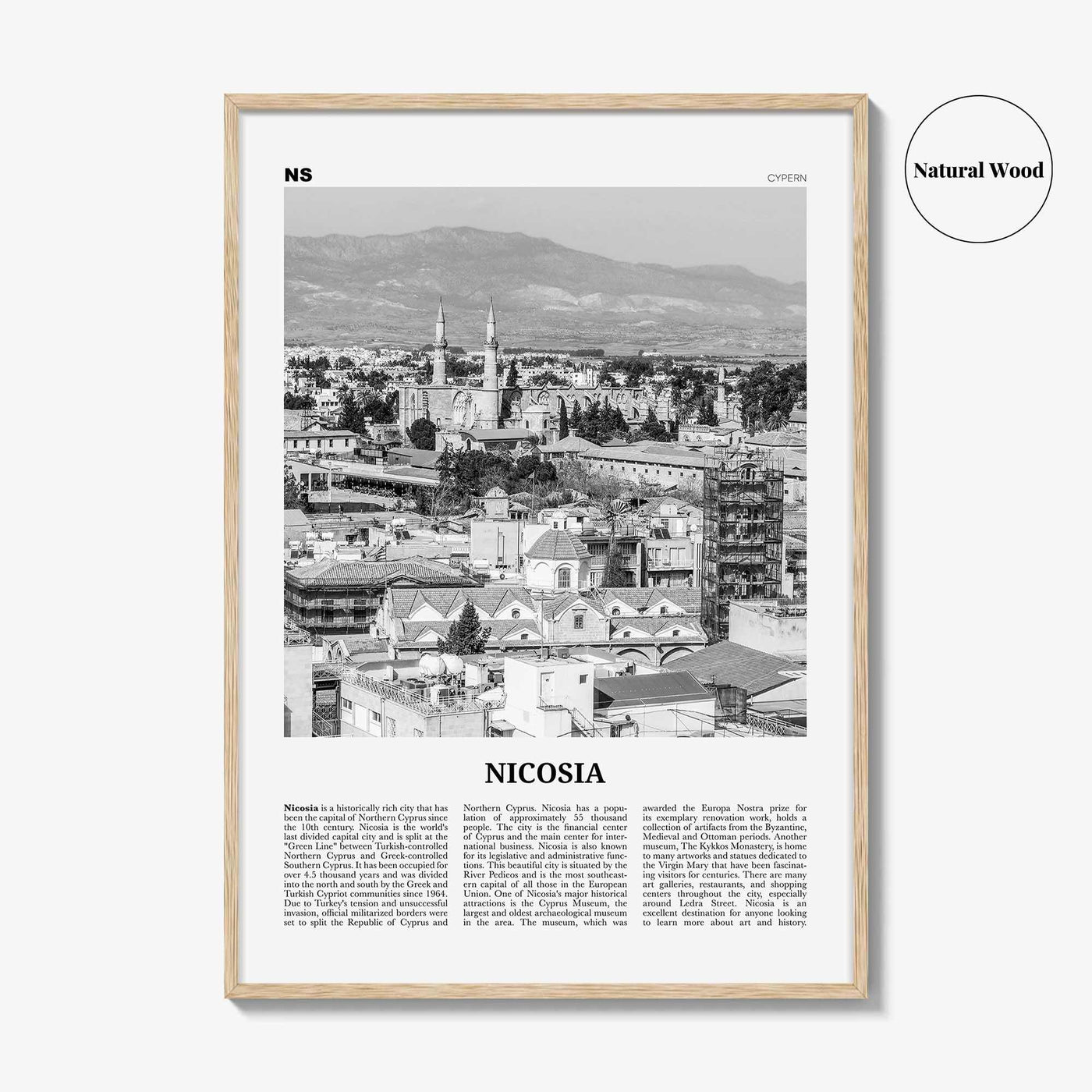 Nicosia Print Black and White, Nicosia Wall Art, Nicosia Poster, Nicosia Photo, Nicosia Wall Décor, Cyprus, Κυπριακή, Kıbrıs, Cumhuriyeti