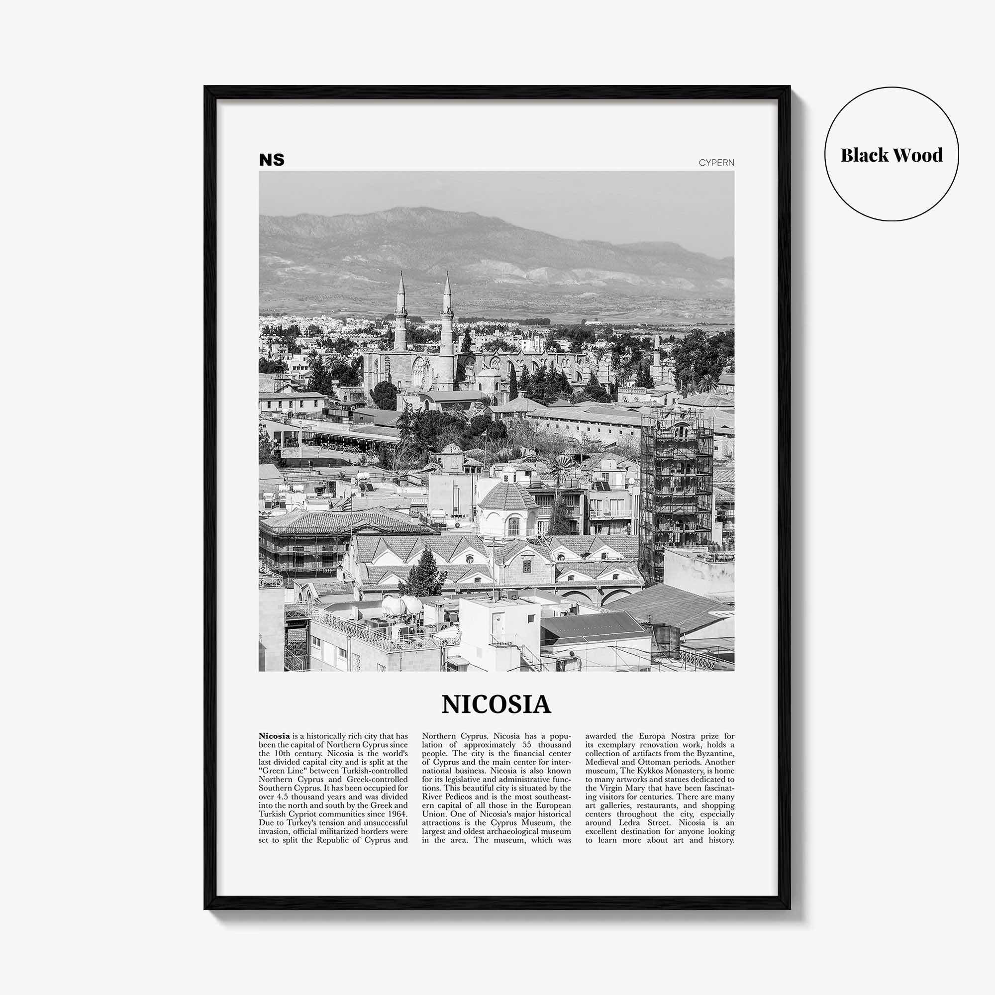 Nicosia Print Black and White, Nicosia Wall Art, Nicosia Poster, Nicosia Photo, Nicosia Wall Décor, Cyprus, Κυπριακή, Kıbrıs, Cumhuriyeti